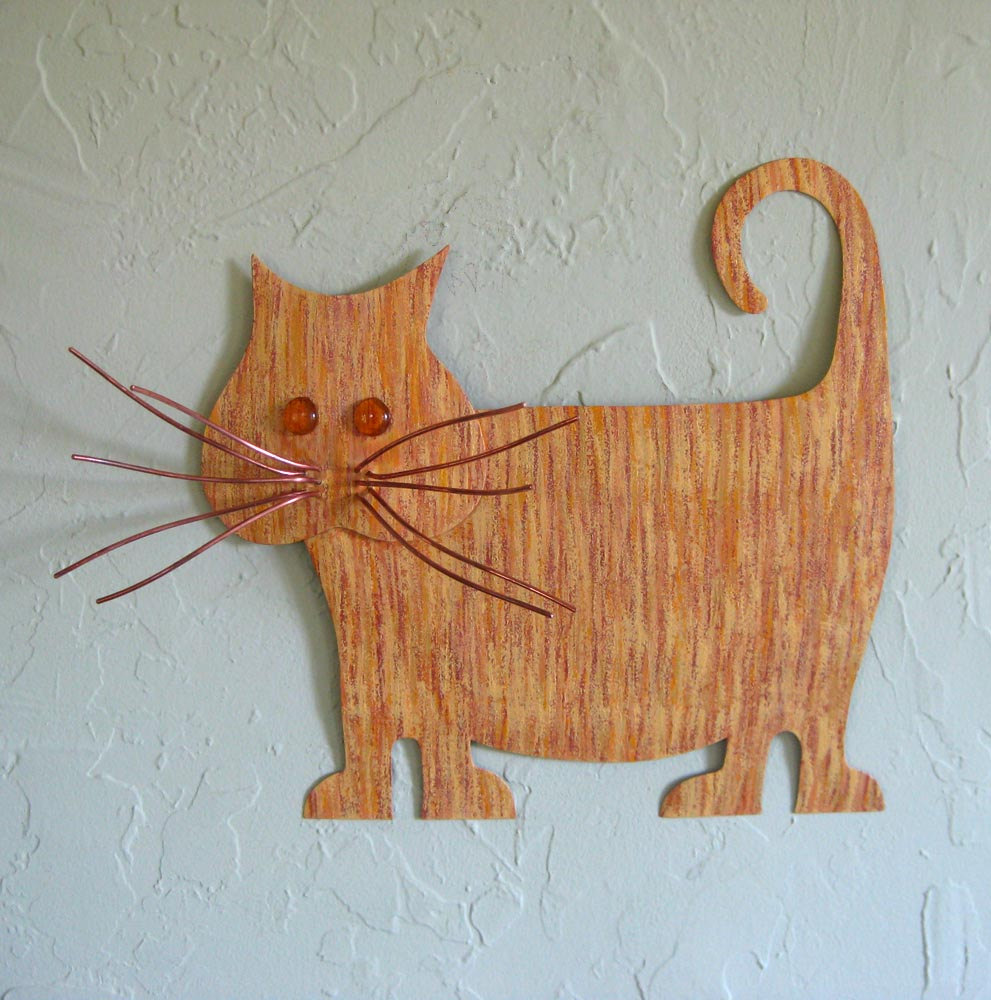 Upcycled Metal Purple Abstract Cat Wall Art 5 