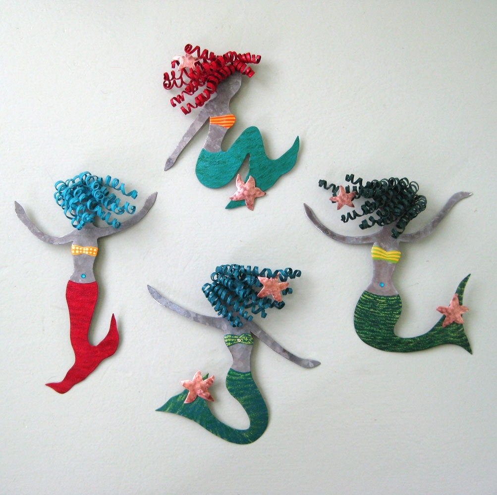 Handmade Upcycled Metal Small Mermaid Wall Art Sculpture 3 