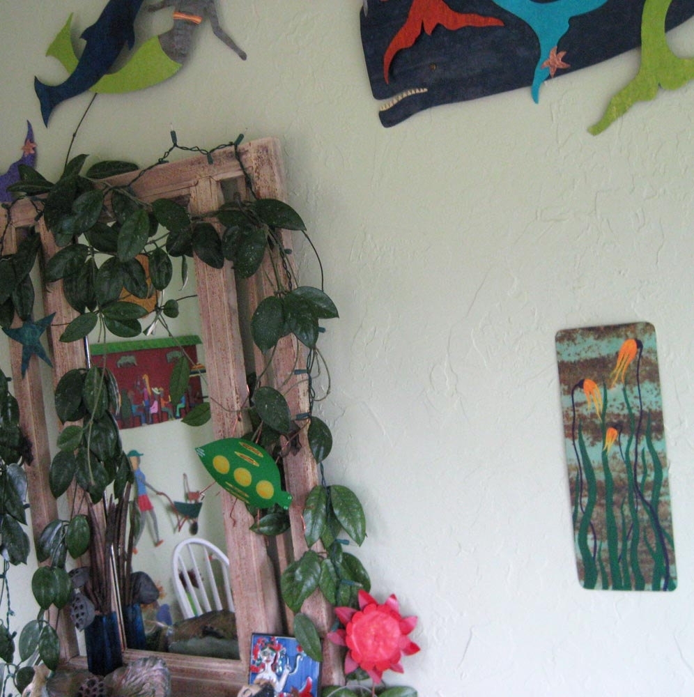 Handmade Upcycled Metal Flower Garden Painting 3 