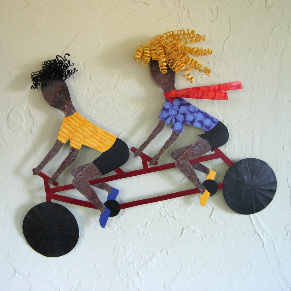 Handmade Upcycled Metal Tandem Bicycle Wall Art Sculpture 1 