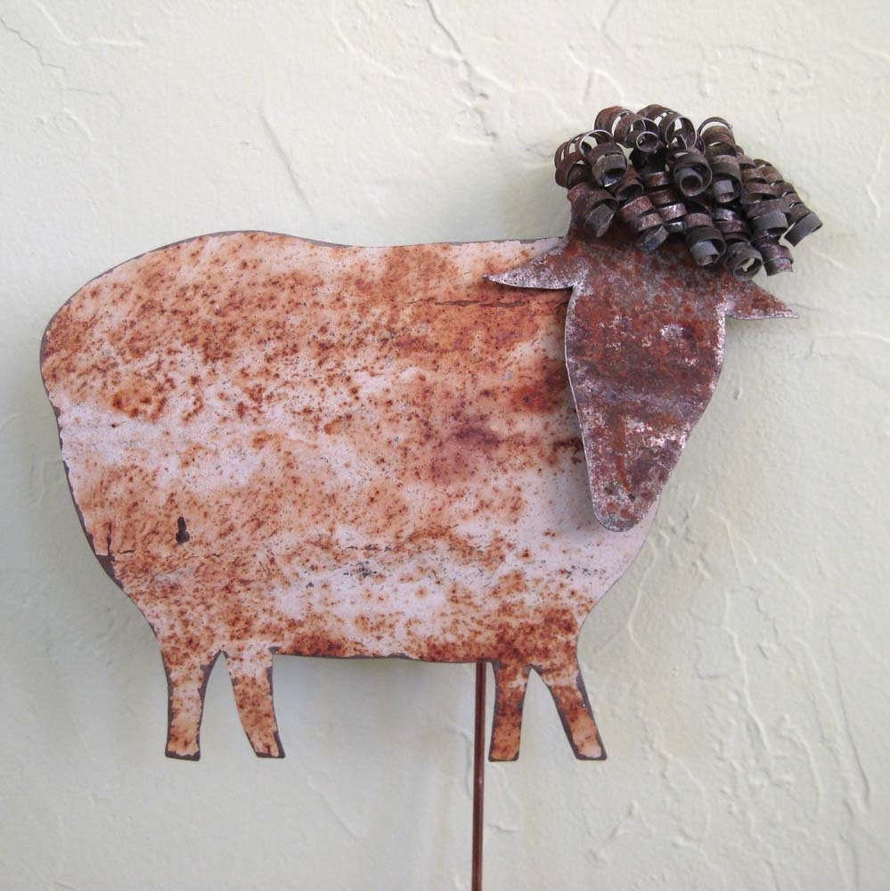 Handmade Upcycled Metal Sheep Garden Stake