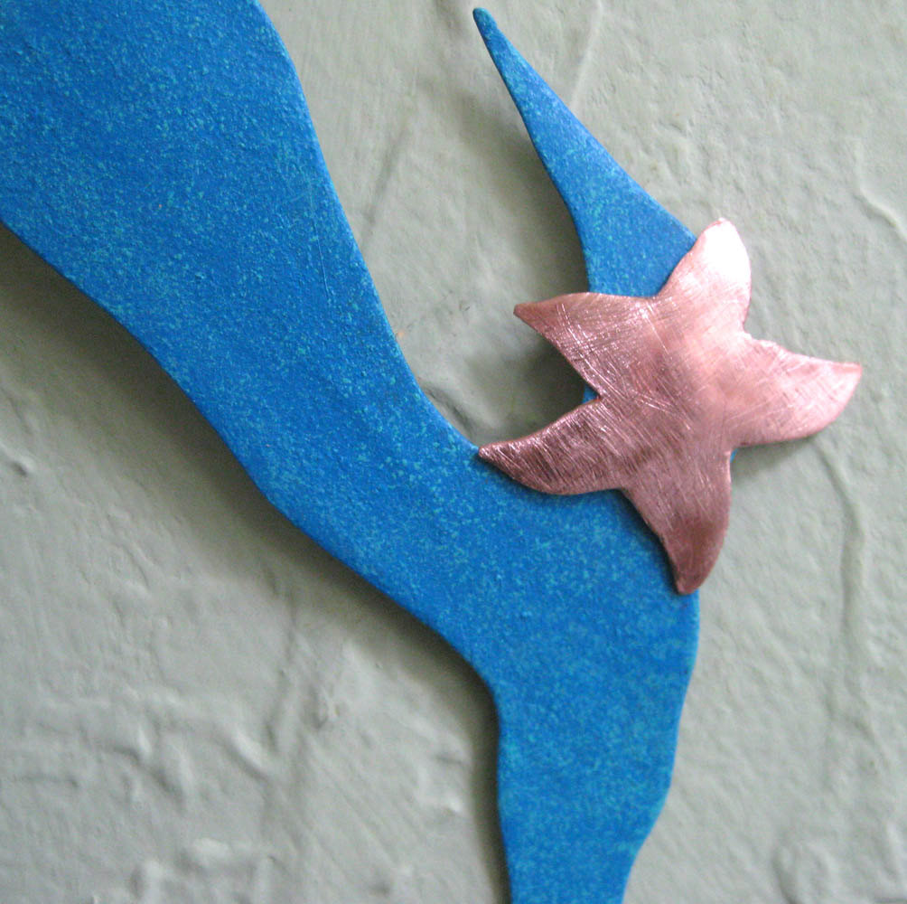 Mermaid Metal Wall Art - Pearl - Metal Mermaid Wall Sculpture Bathroom Art Blue Mermaid 2 