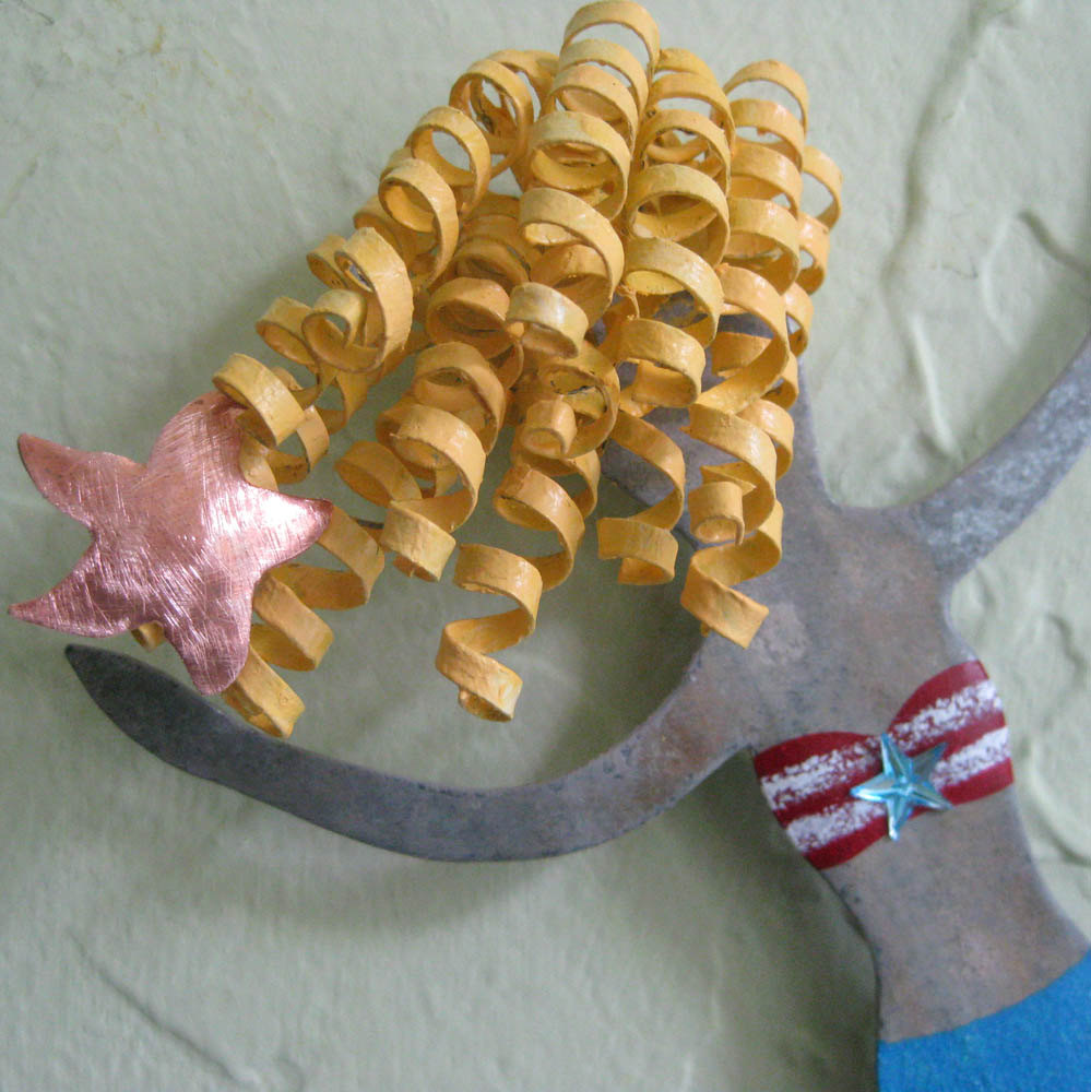 Mermaid Metal Wall Art - Pearl - Metal Mermaid Wall Sculpture Bathroom Art Blue Mermaid 3 