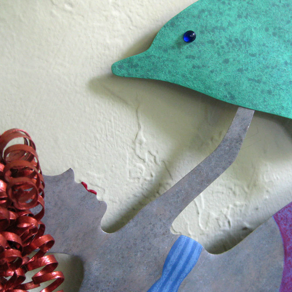 Mermaid And Dolphin Wall Decor Sealife Art Recycled Metal 5 