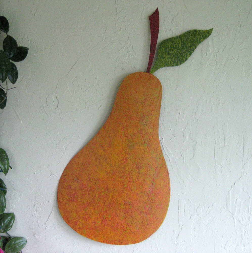 Handmade Upcycled Metal Pear Wall Art Sculpture 2 