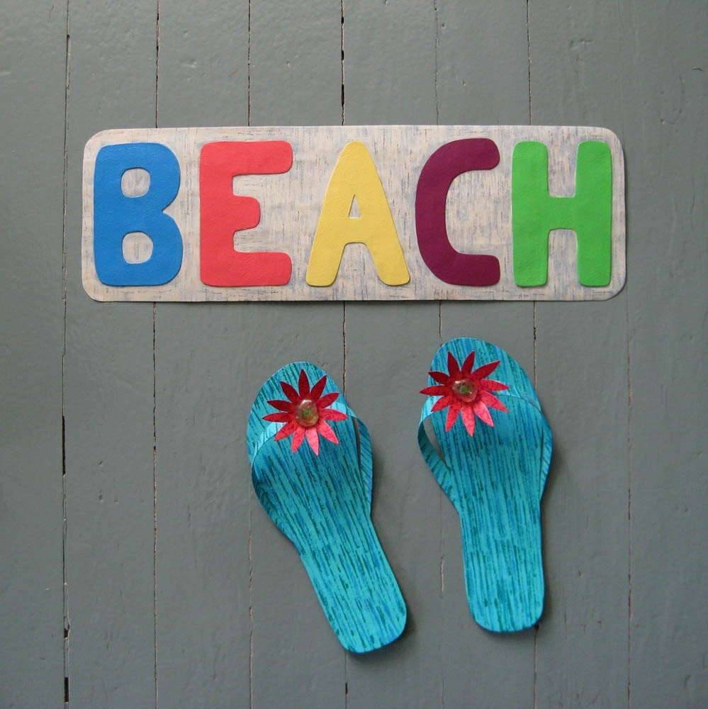 Handmade Upcycled Metal Beach Sign Wall Decor 3 