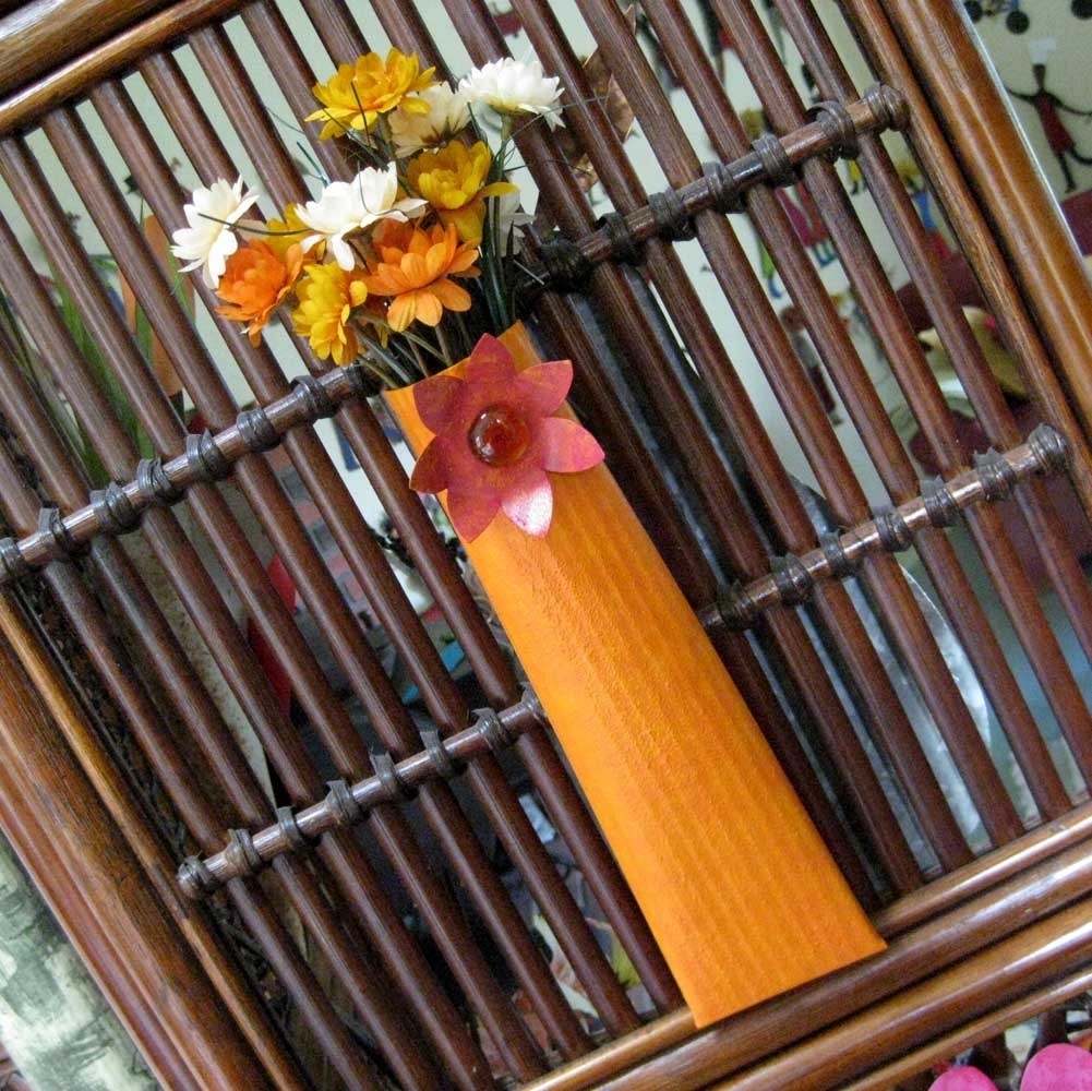 Handmade Upcycled Metal Orange Wall Sconce 1 