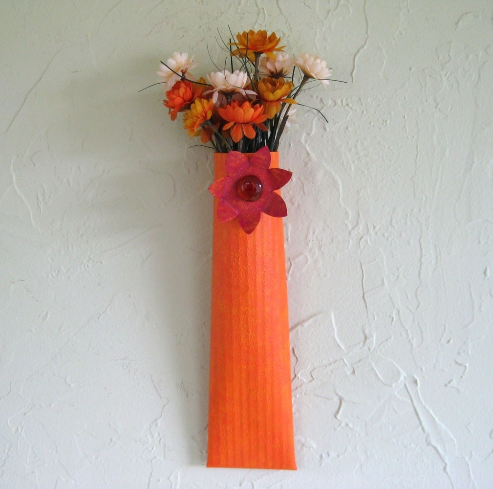 Handmade Upcycled Metal Orange Wall Sconce 3 