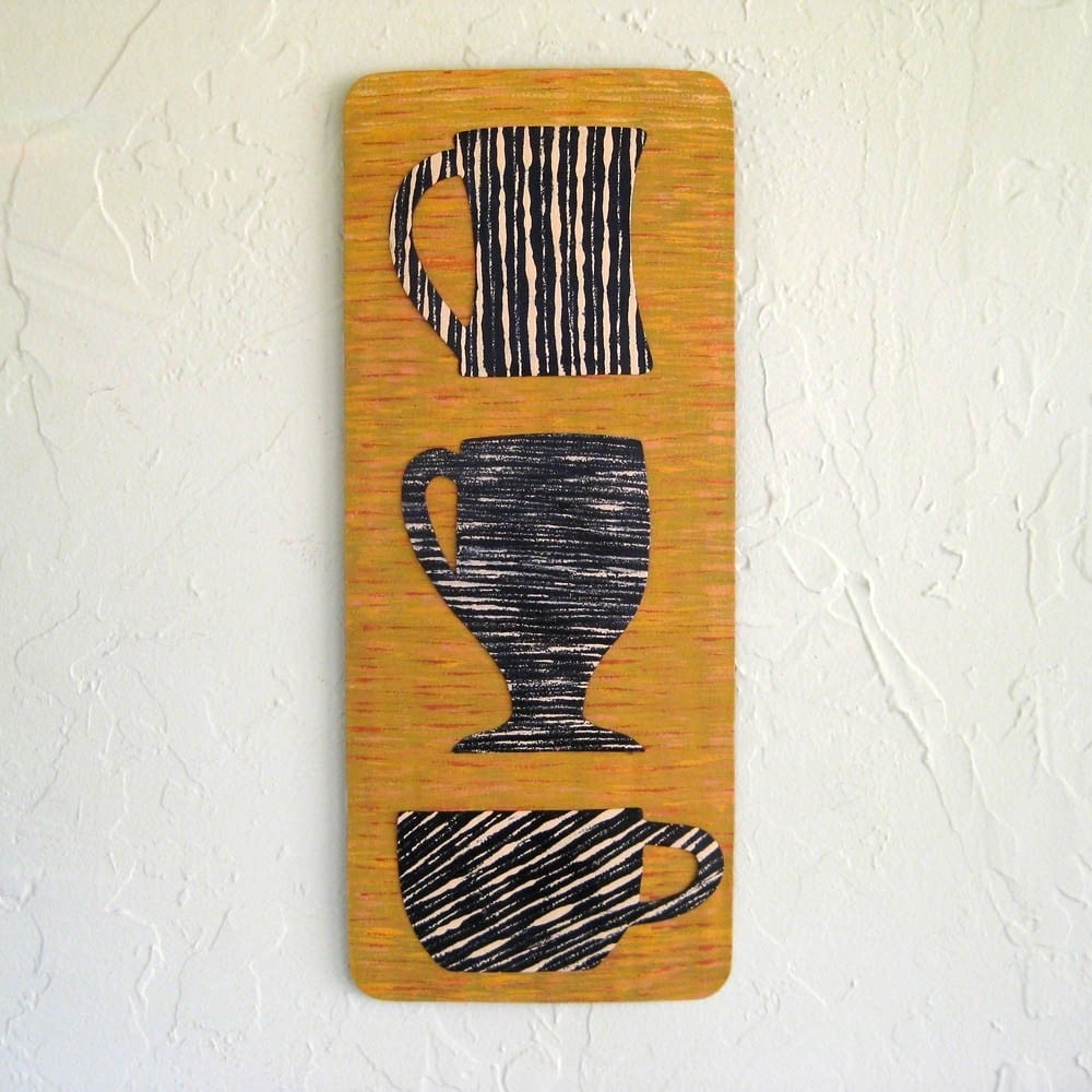 Handmade Upcycled Metal Coffee Shop Wall Art Sculpture