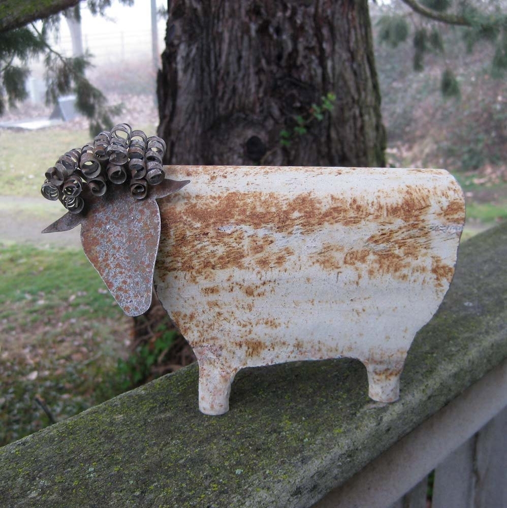 Handmade Upcycled Metal 3d Sheep Sculpture 1 