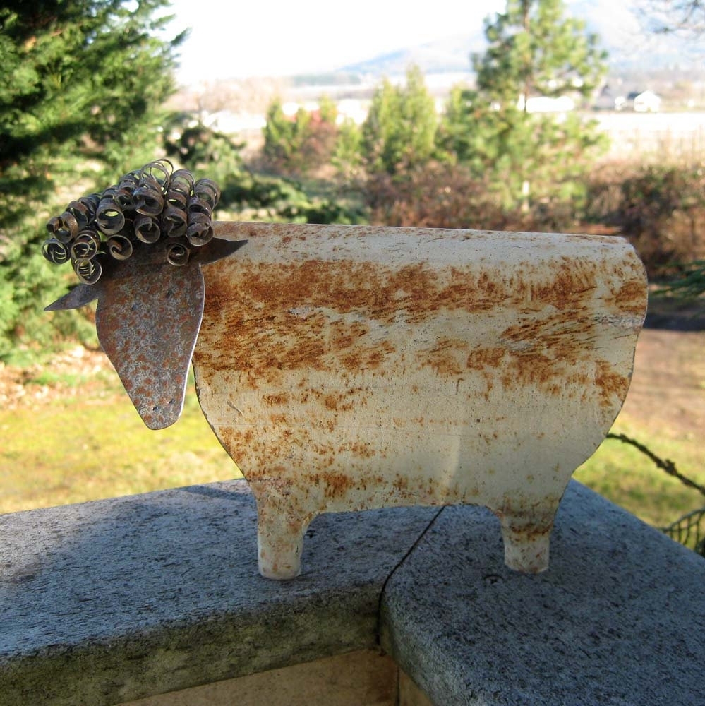 Handmade Upcycled Metal 3d Sheep Sculpture 3 