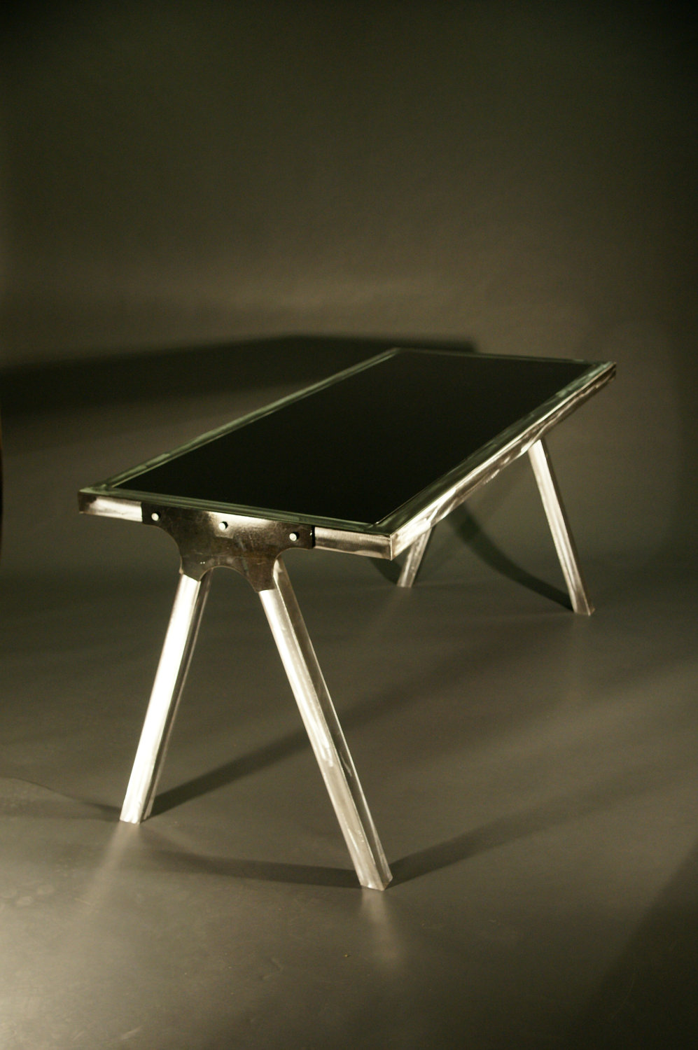 Custom Steel Desk With Wooden Inlay Top // (Min. Shipping $450+) 2 