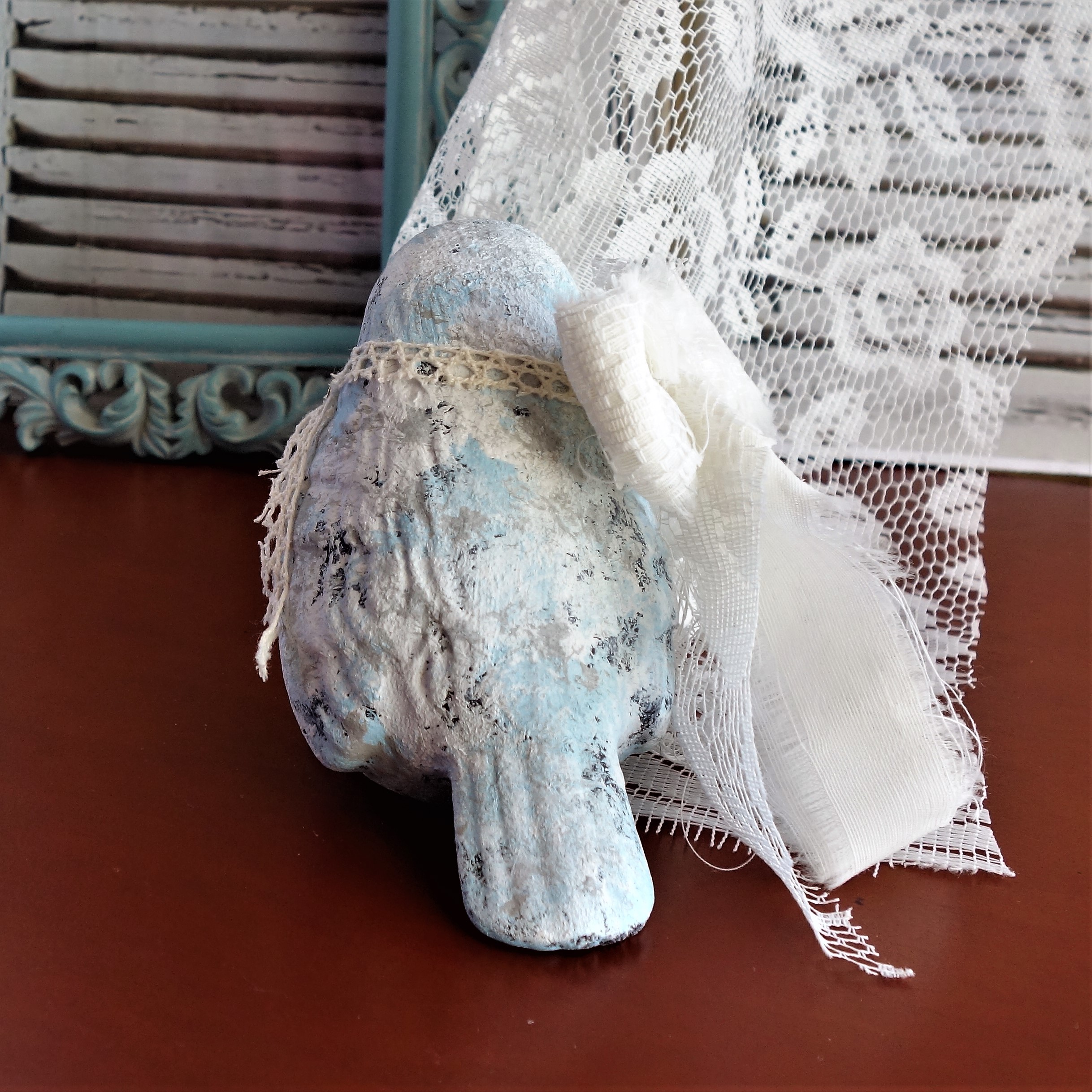 Vintage Stone Look Chippy Blue Bird Shabby Chic Blue Bird 5 