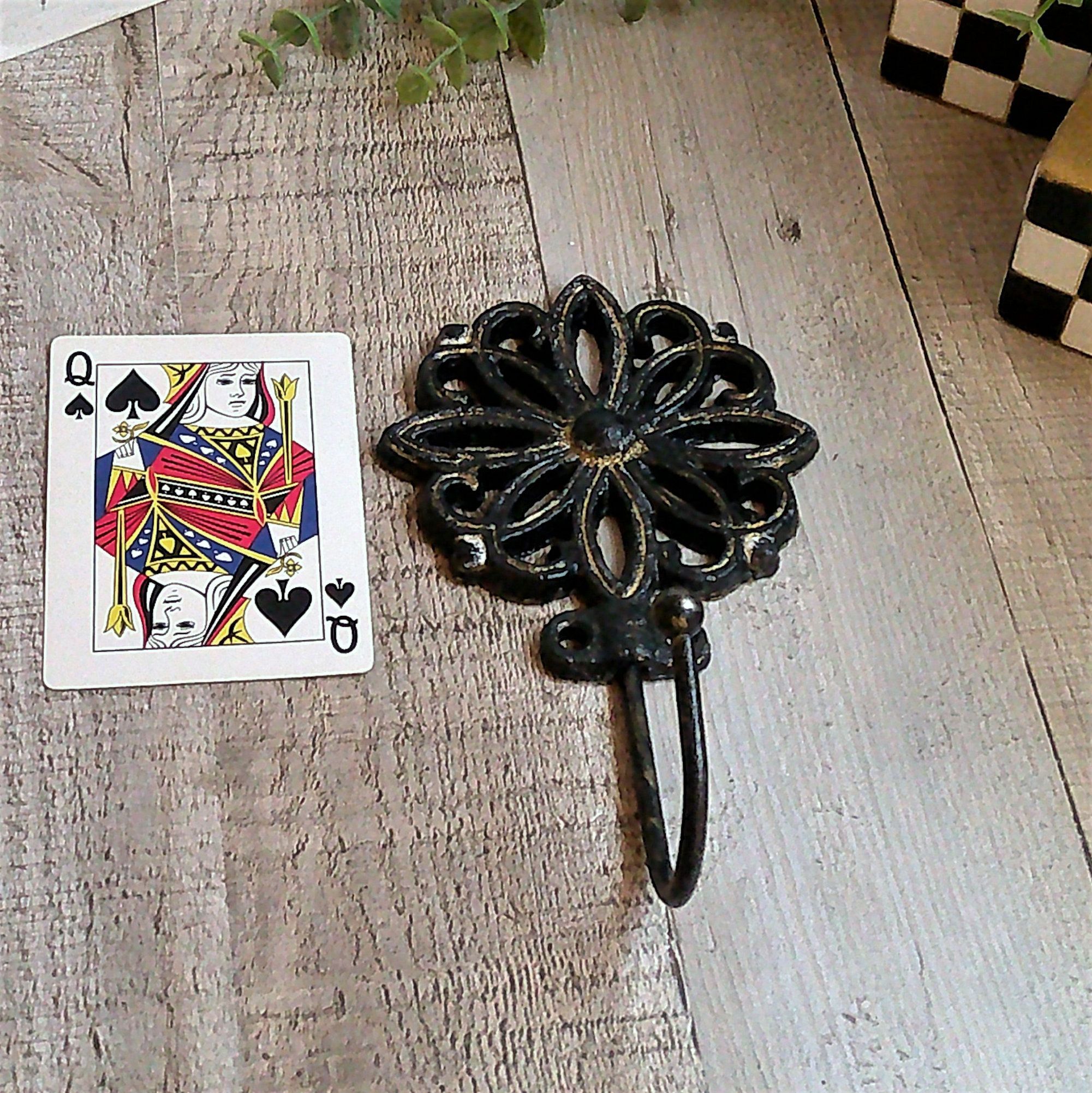 Country French Decorative Cast Iron Wall Hook Black And Gold Decor 3 