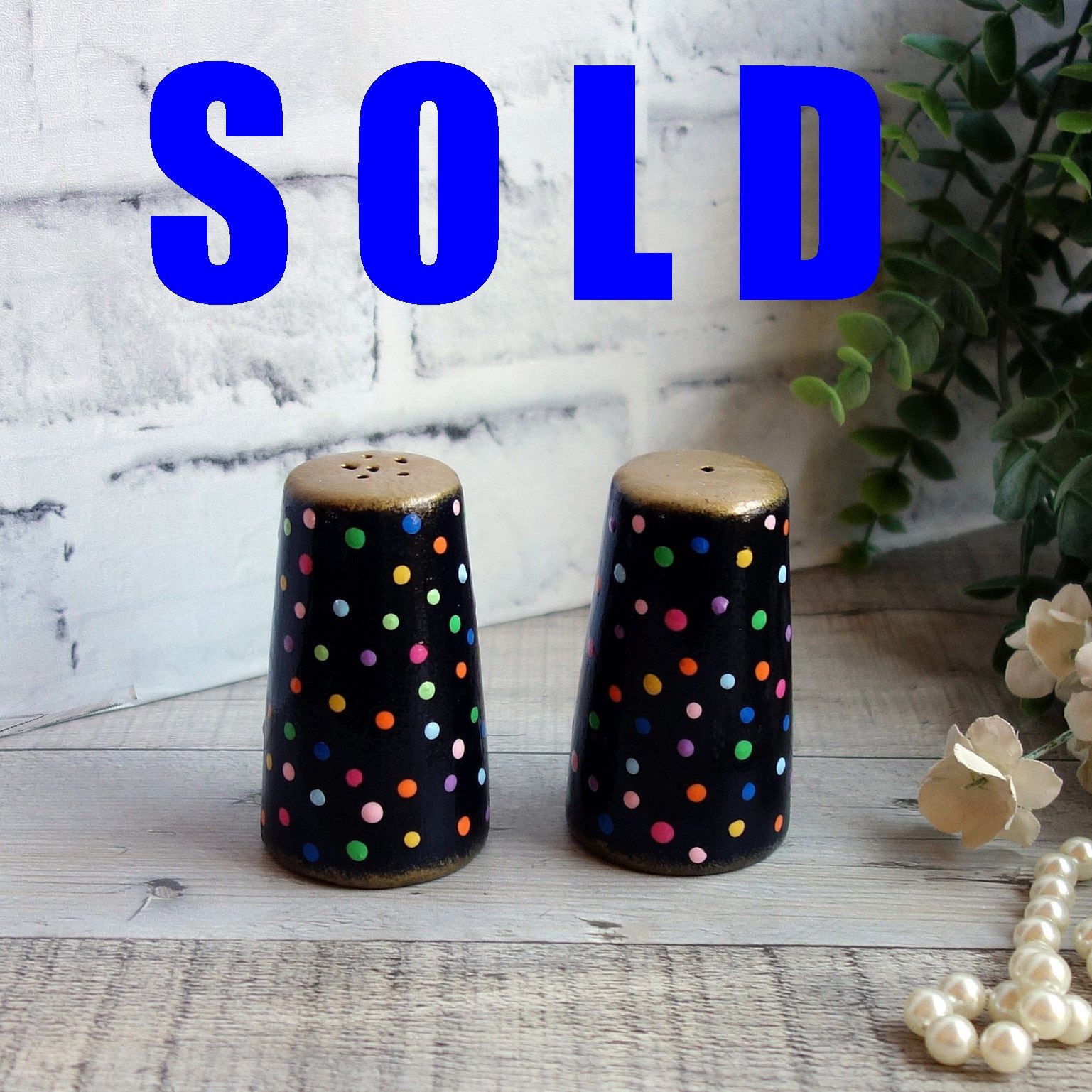 Rainbow Color Polka Dot Salt Pepper Shakers Colorful Polka Dot Decor Circus Art