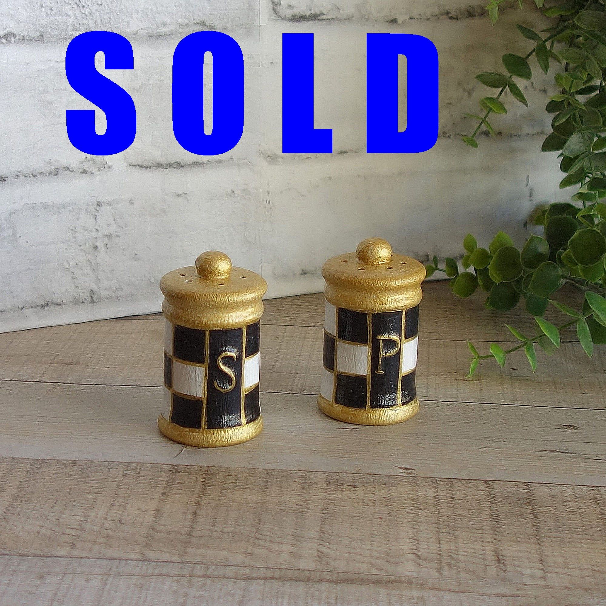Elegant Checks Salt & Pepper Shakers Custom Made