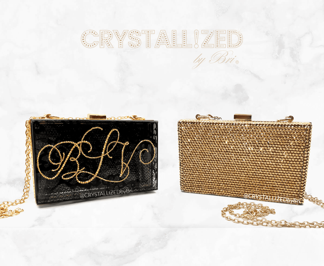 Custom Crystallized Clutch Bag Handbag Purse Initial Name Bling European Crystals Bedazzled by CRYSTALL!ZED by Bri