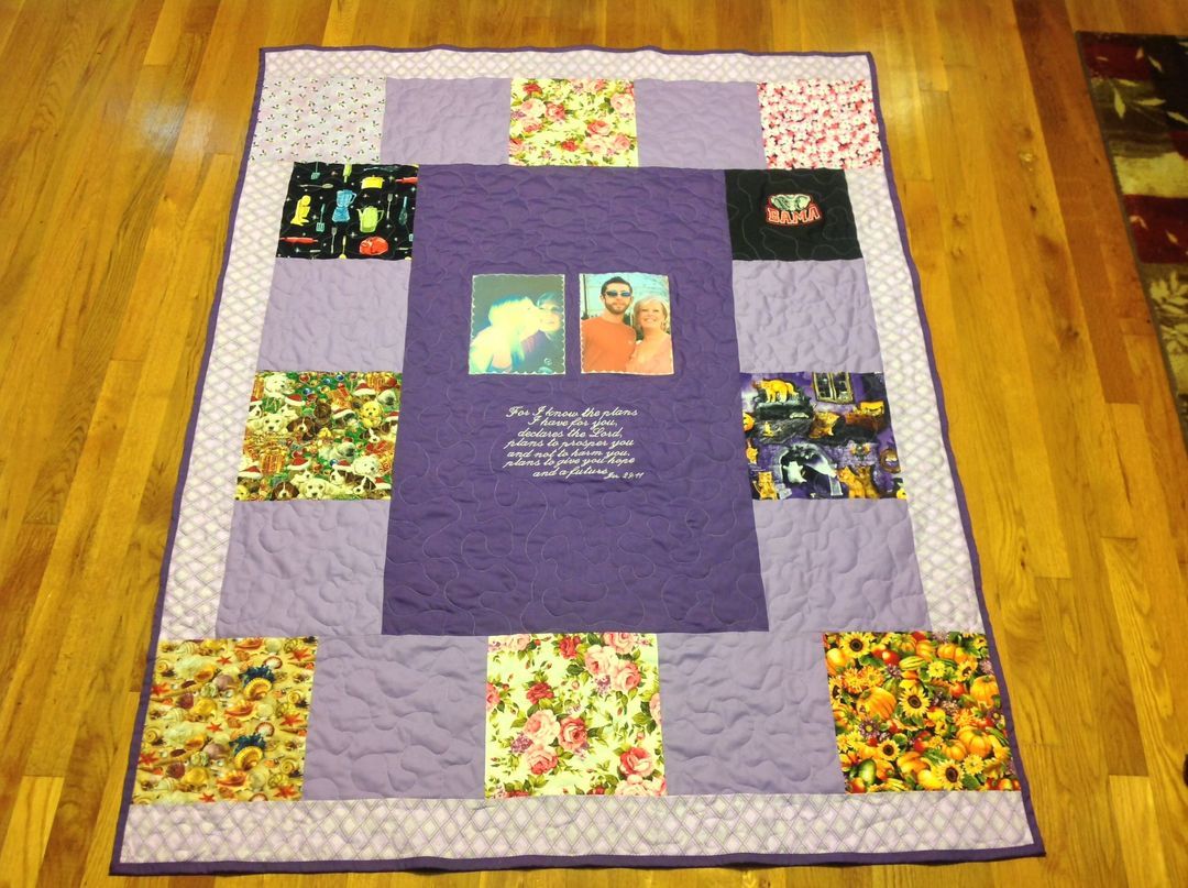 Custom Embroidered Photo Mother's Day Special Occasion Quilt by Songs And Stitches Quilt Studio