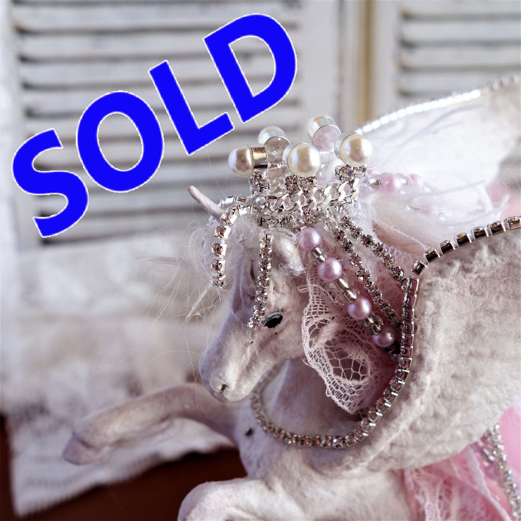 Winged Unicorn Figurine Shabby Chic Pegacorn Statue 1 