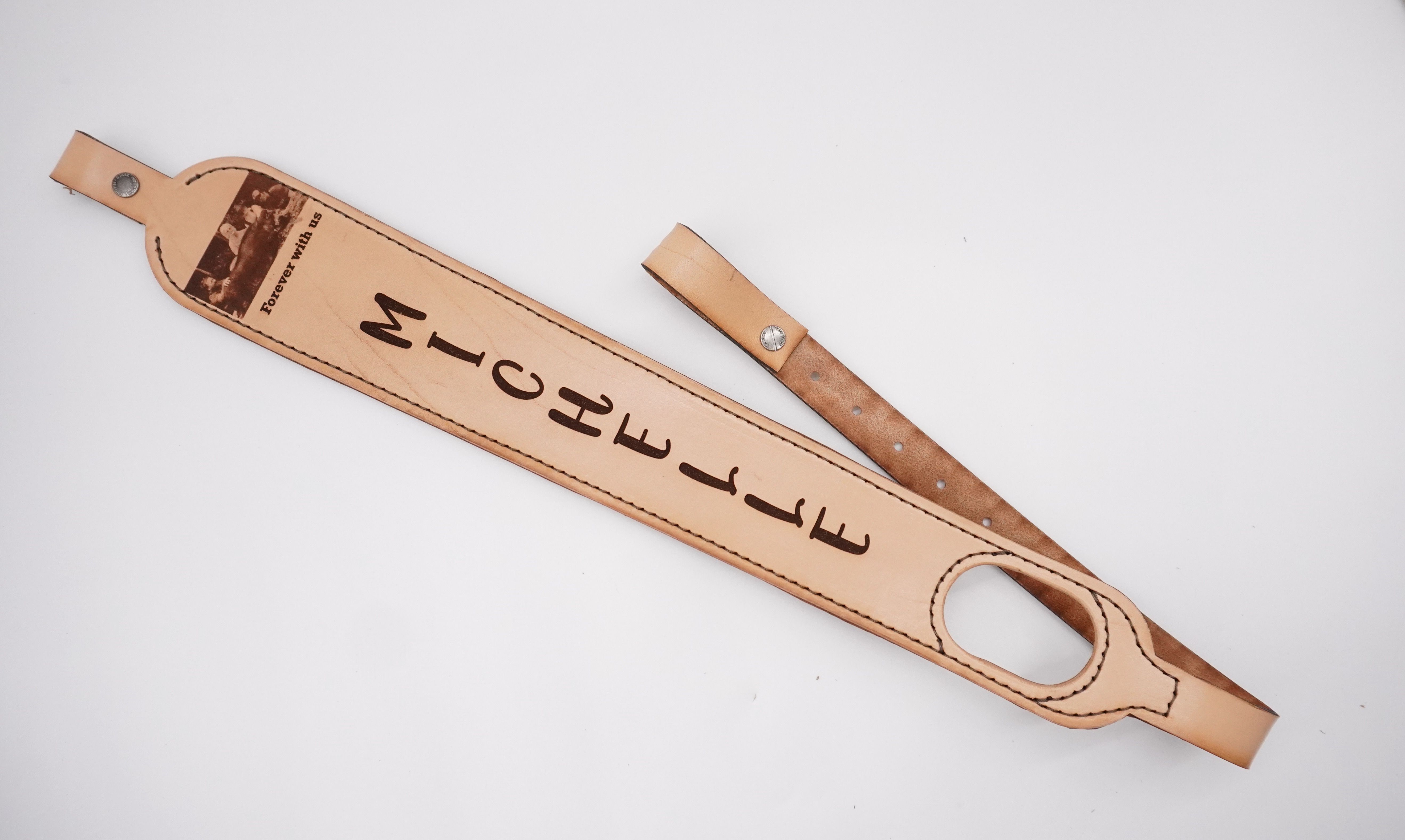 Custom Leather Rifle or Shotgun Slings Laser Engraved Photo Engraved Picture -Leather Rifle Slings Personalized 5 