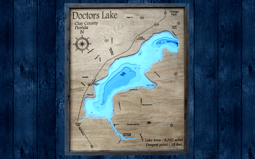 Custom Carved & Laser-Engraved Wood Lake Map Wall Art – Personalized Lake House Decor | Starting at $200