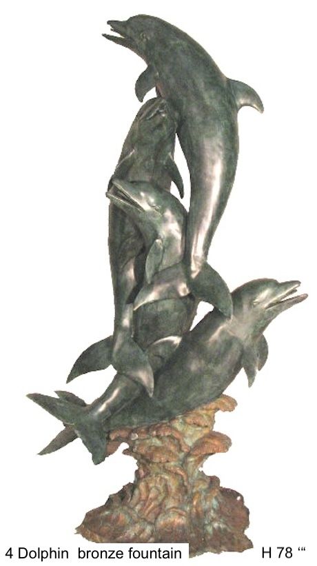 Bronze Garden Five Dolphin Fountain 2 