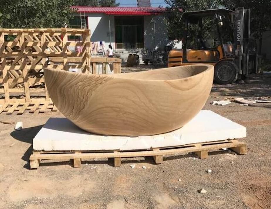 Woodgrain Sandstone Oval Bathtub