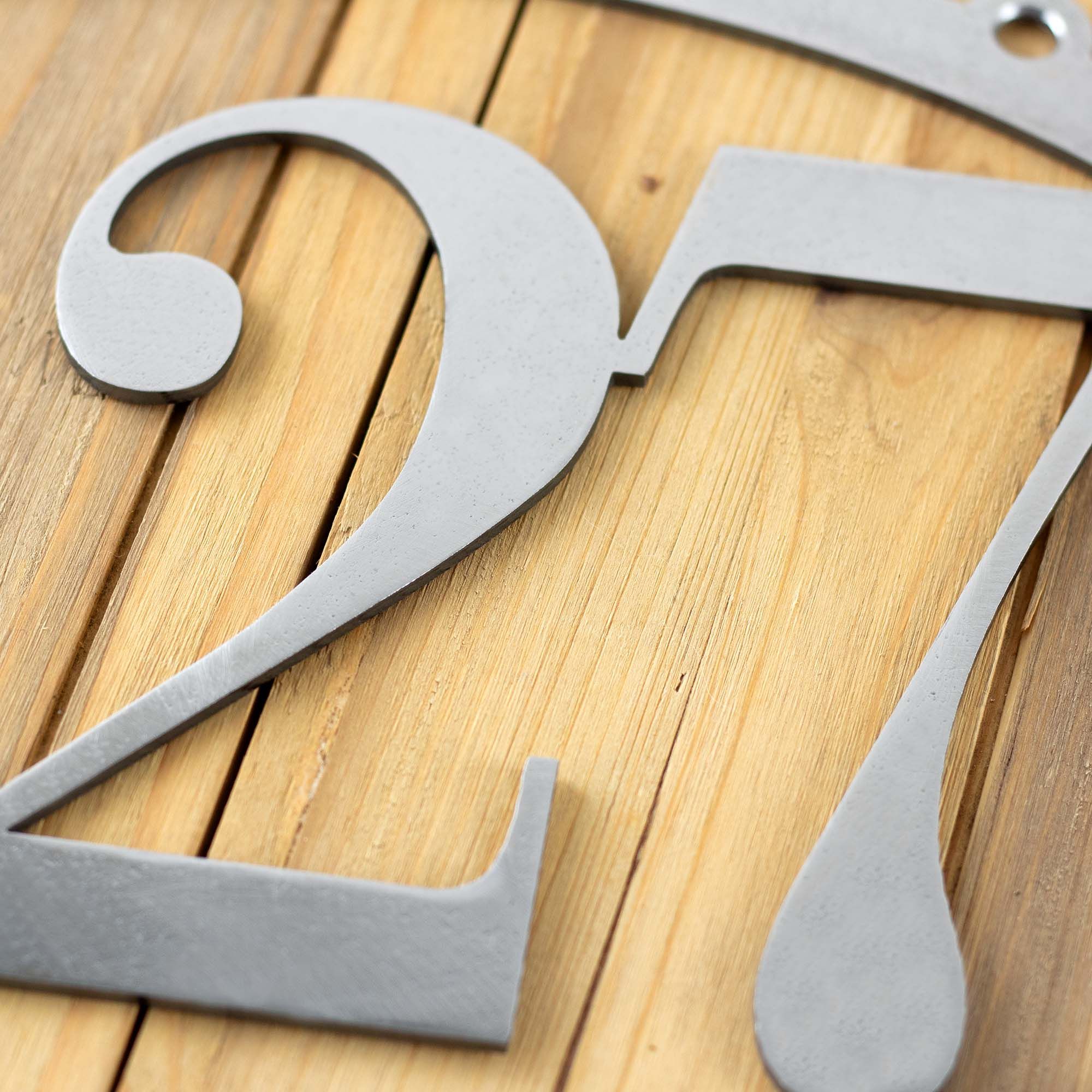 Personalized Contemporary Hanging Oval Metal House Number Sign, Minimalist Horizontal Outdoor Address Plaque, Modern 5 inch Serif Numbers 2 
