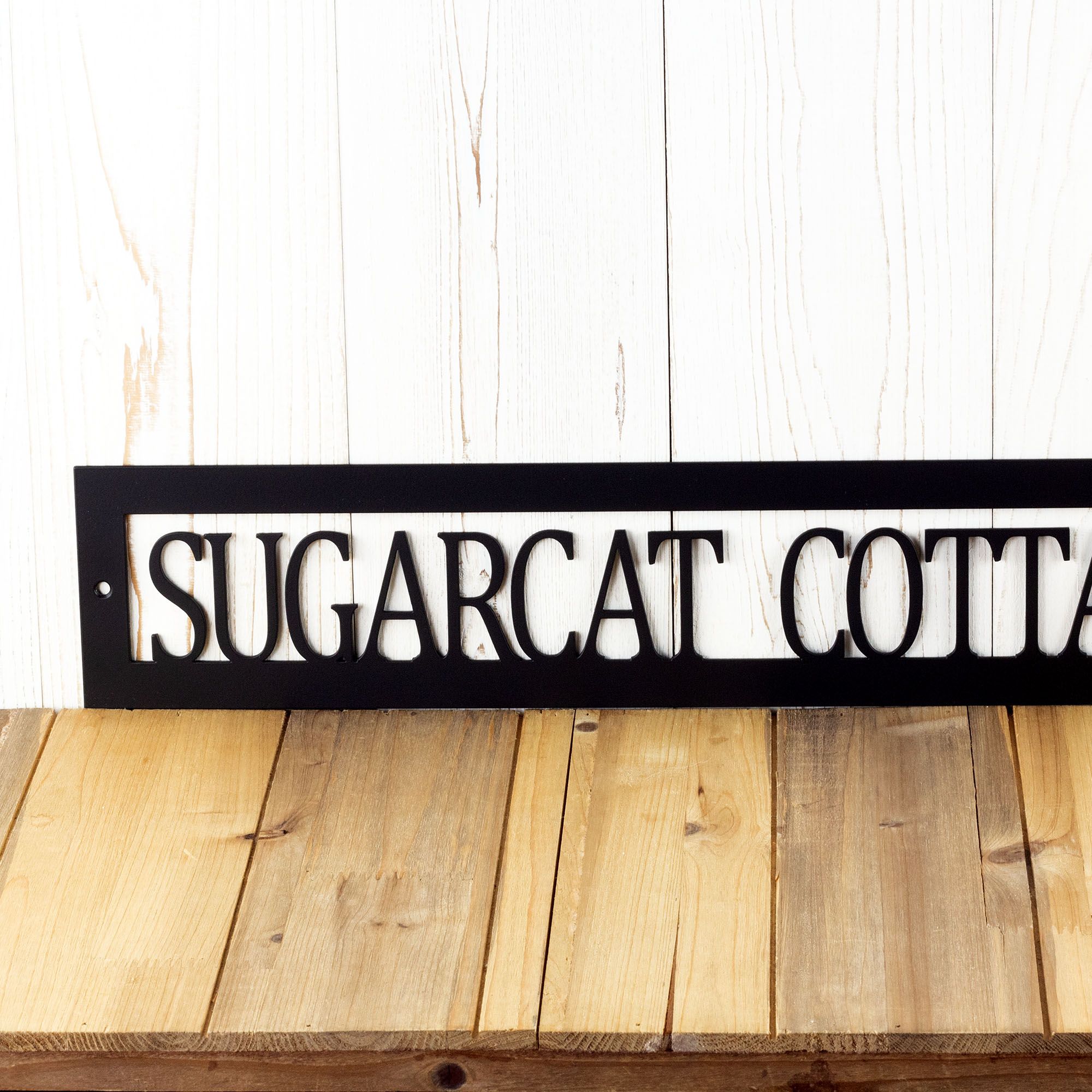 Hanging Personalized Cottage Villa Name Metal Sign, Custom Country Vacation Cabin Steel Plaque, Lake House Retreat Entryway Wall Decor 3 