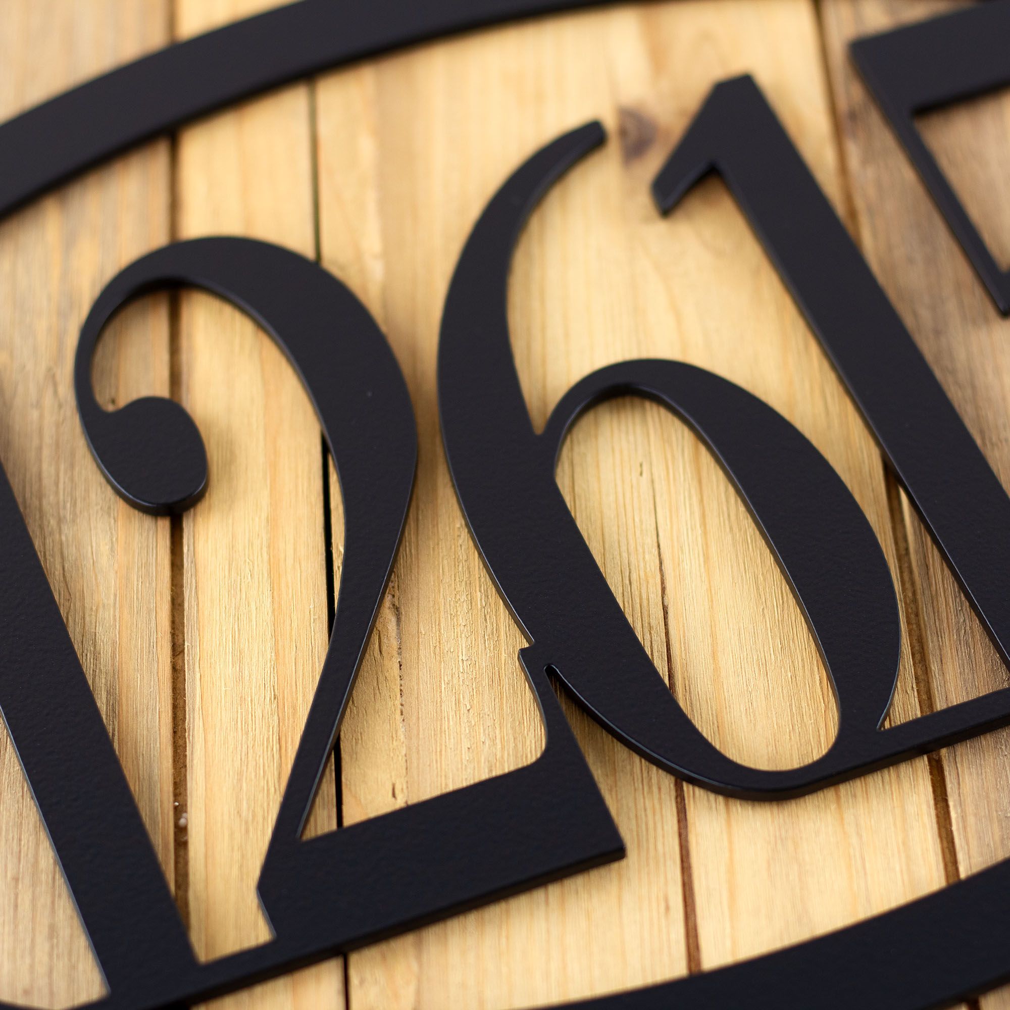 Personalized Contemporary Metal House Number Sign, Custom Horizontal Oval Address Steel Plaque, Minimalist 5 inch Numbers Hanging Signage 2 
