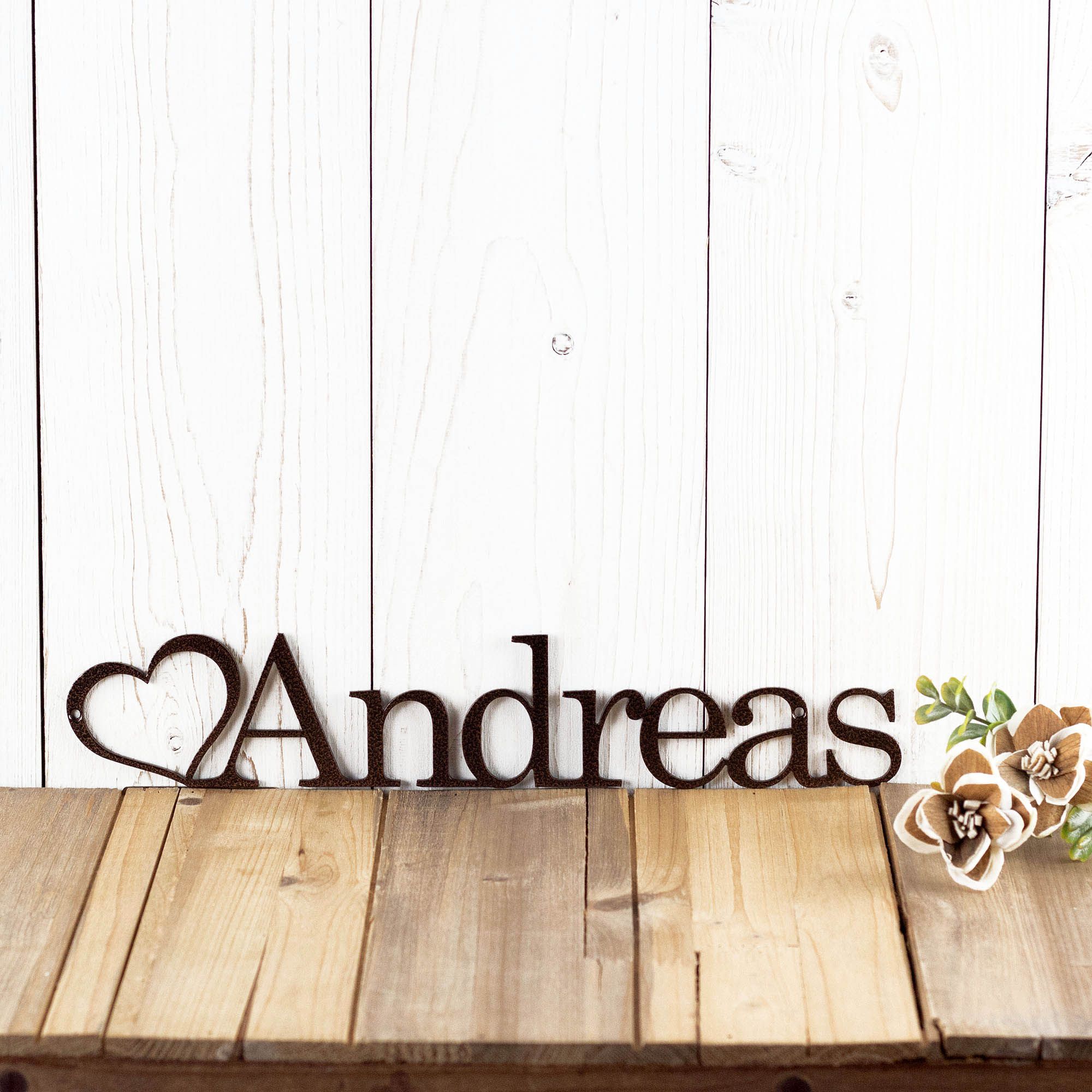 Custom Metal Boy or Girl Child Name Sign, Cute Heart, Personalized Newborn Infant Nursery or Kid's Playroom Door Plaque, Baby Shower Gift