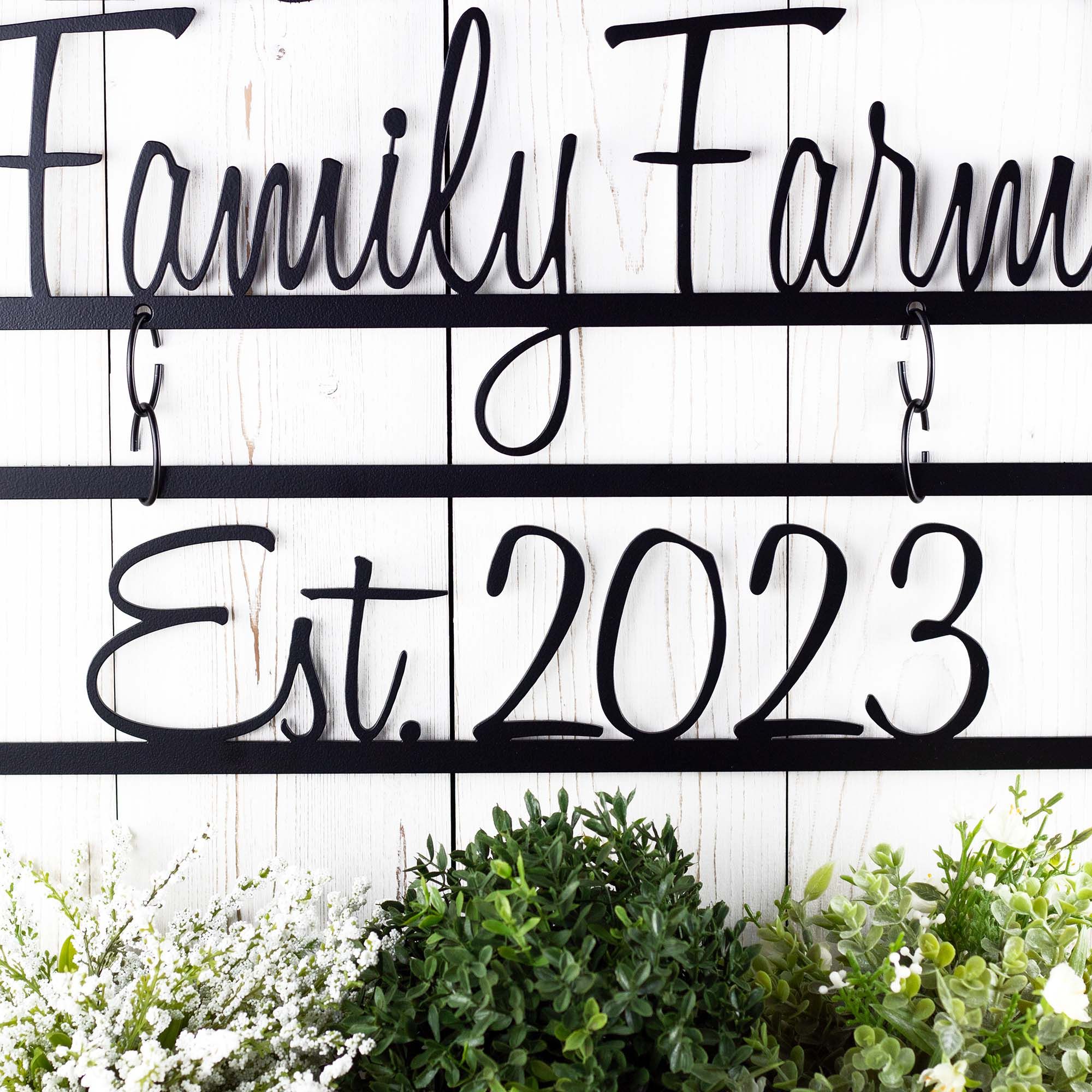 Personalized Metal Family Farm Name and Established Year Sign with Barn and Silo 4 