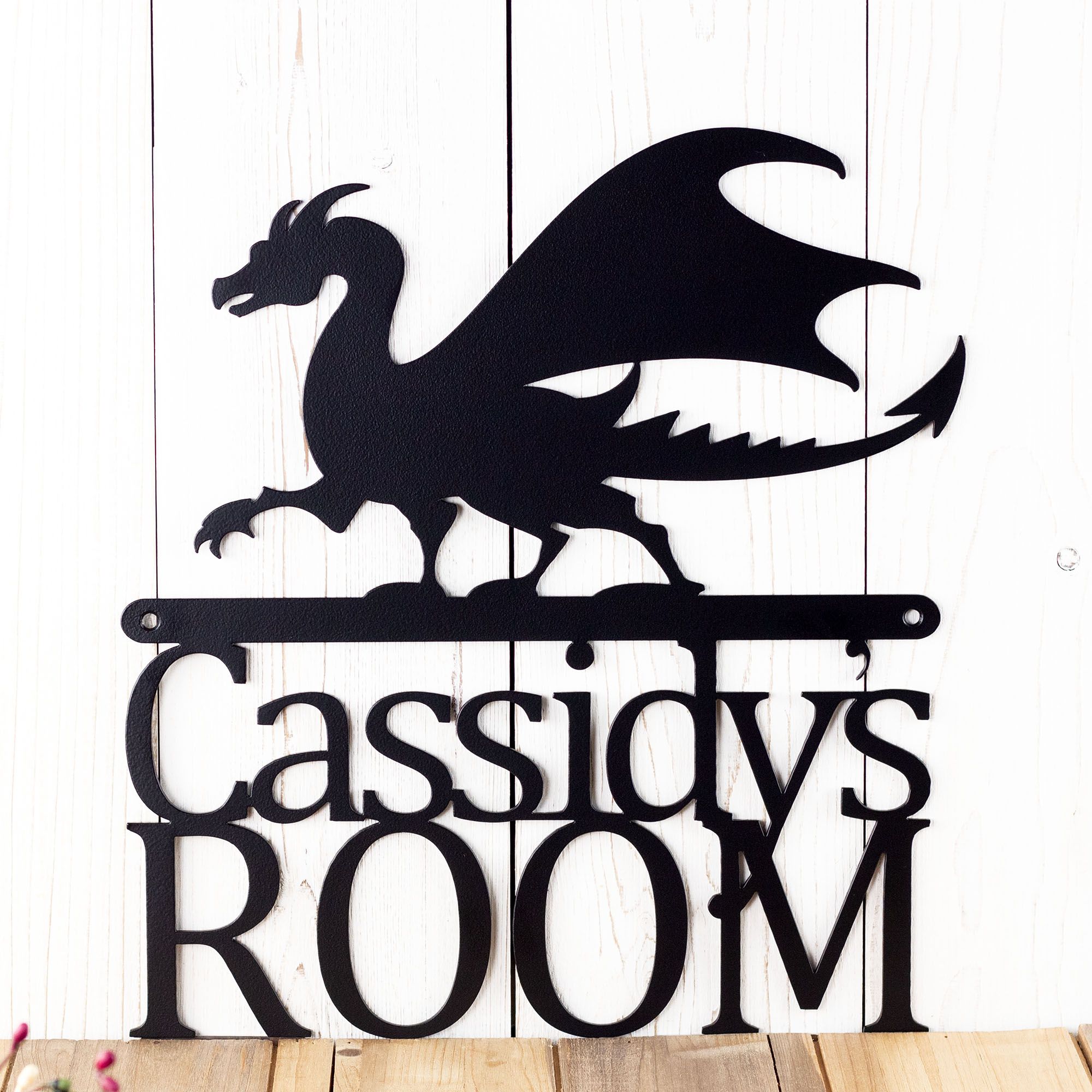 Personalized Metal Name Sign with Fantasy Gothic Medieval Dragon for Boy or Girl's Bedroom 3 