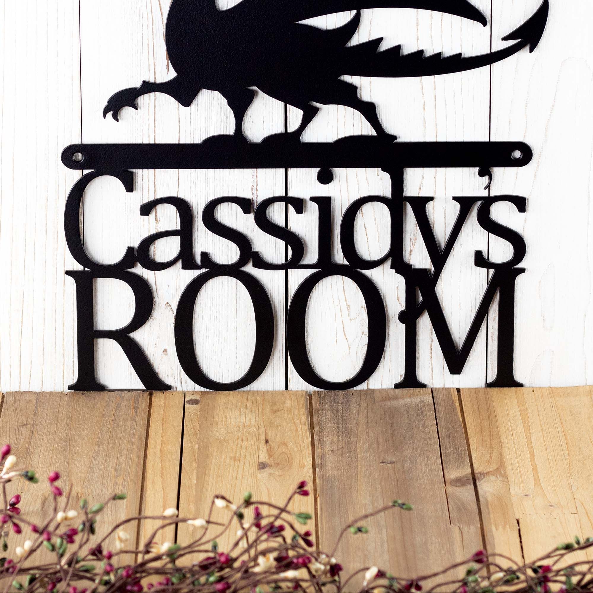 Personalized Metal Name Sign with Fantasy Gothic Medieval Dragon for Boy or Girl's Bedroom 4 