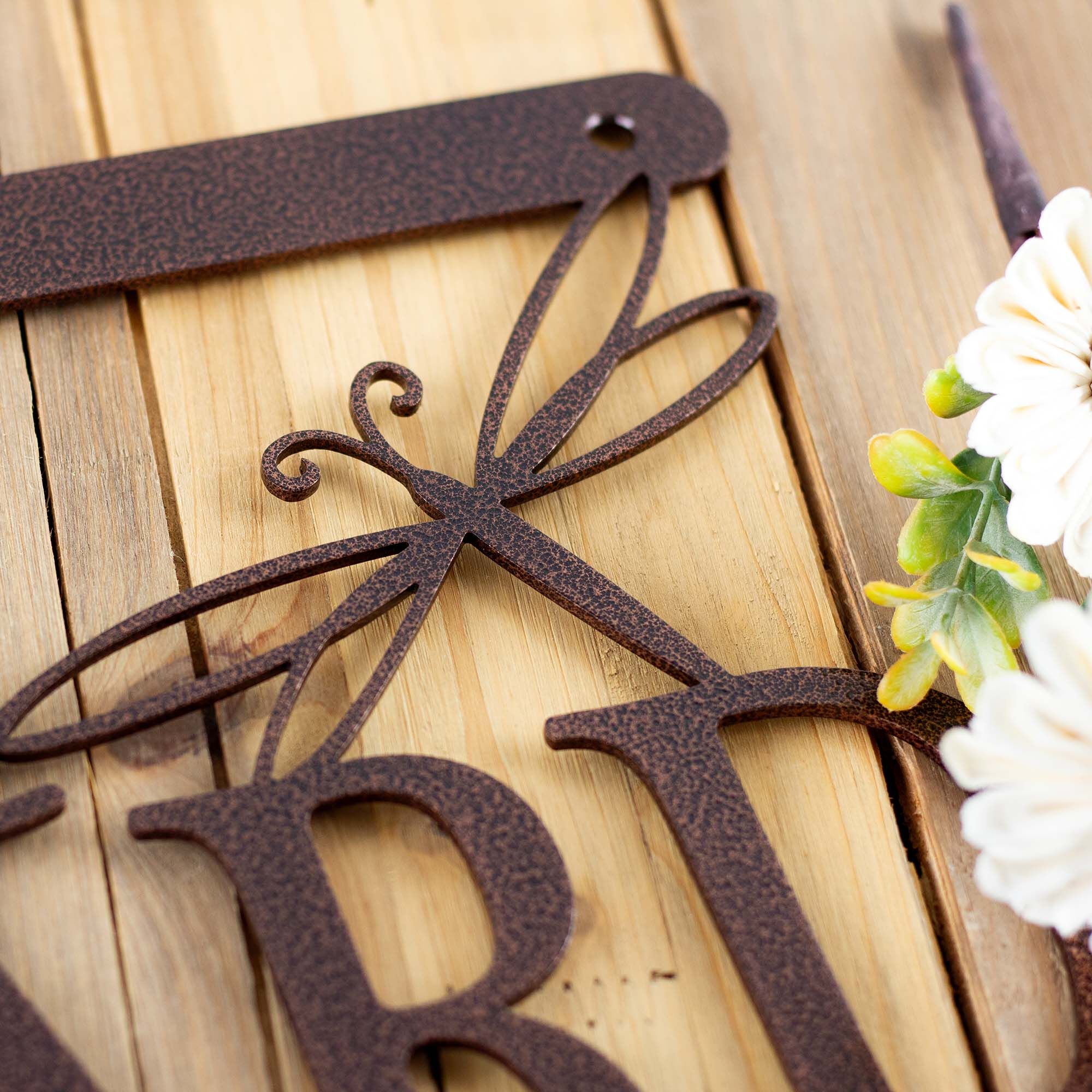 Personalized Hanging Metal Orchard Name Sign with Bumble Bee Insect 2 
