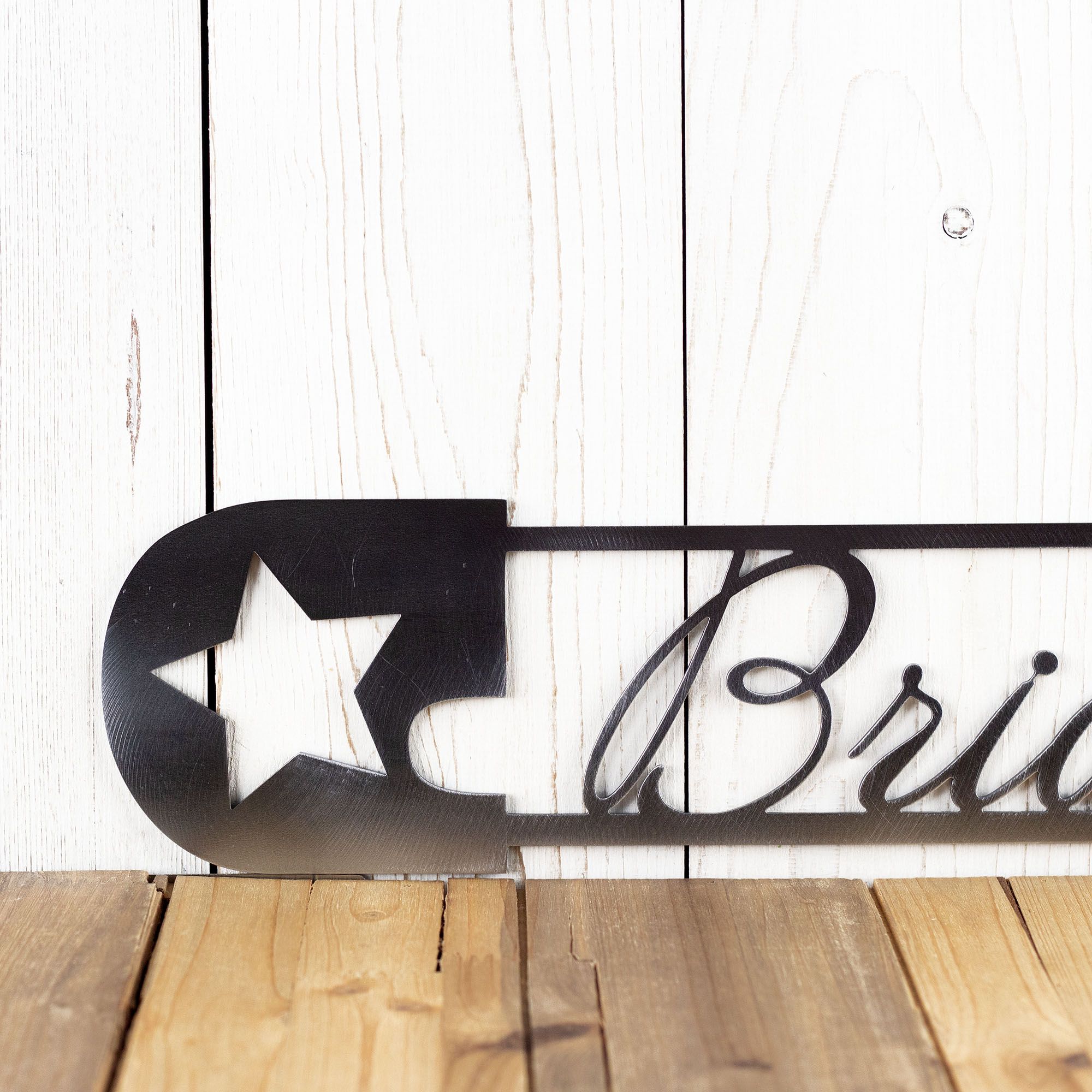 Personalized Newborn Baby Name and Birth Year Metal Sign, Safety Pin & Star, New Infant Boy or Girl Nursery Wall Art, Shower Keepsake Gift 3 