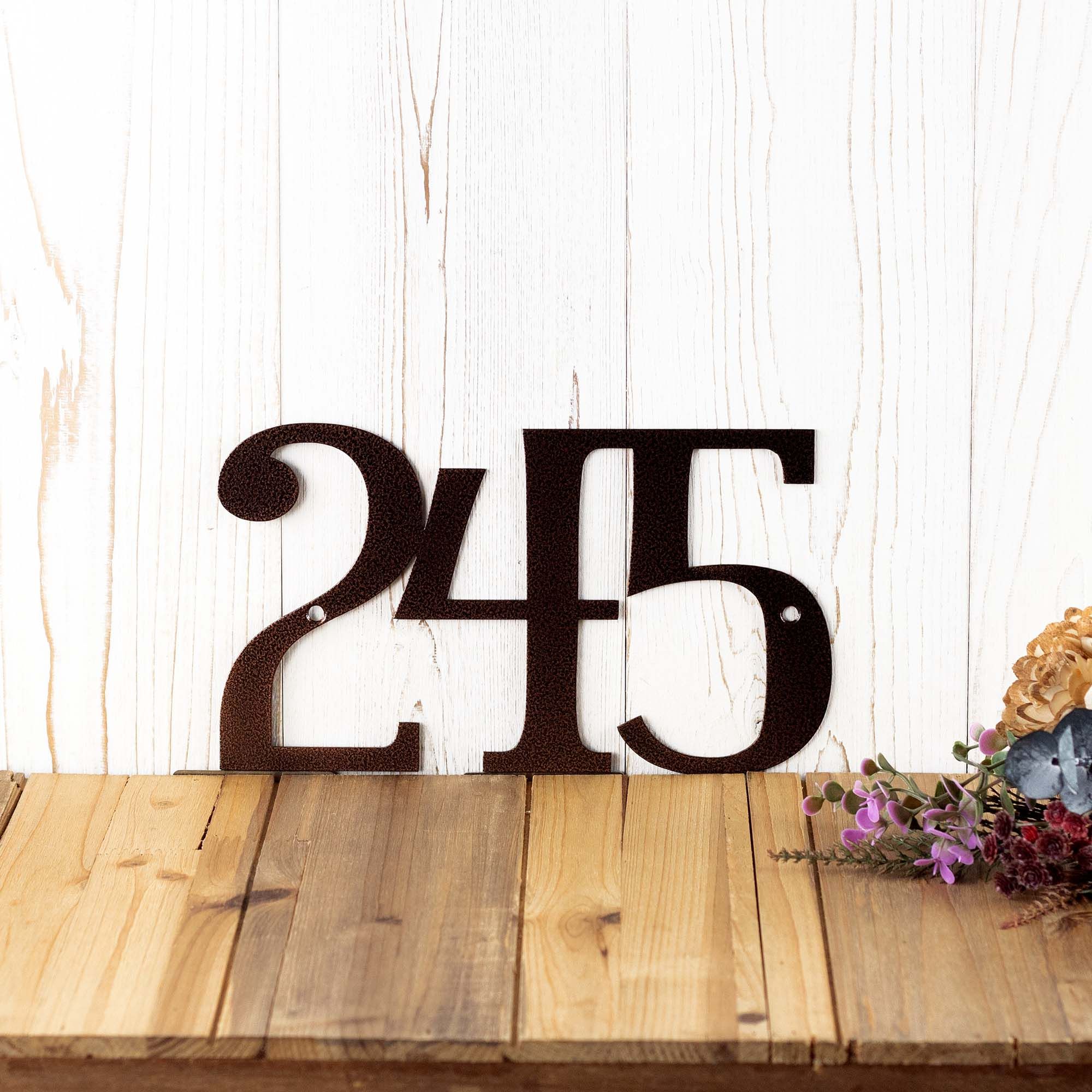 Personalized Serif Metal House Number, Custom Address Steel Plaque, Simple Style Laser Cut Numbers, Minimalist Horizontal Street Sign 3 
