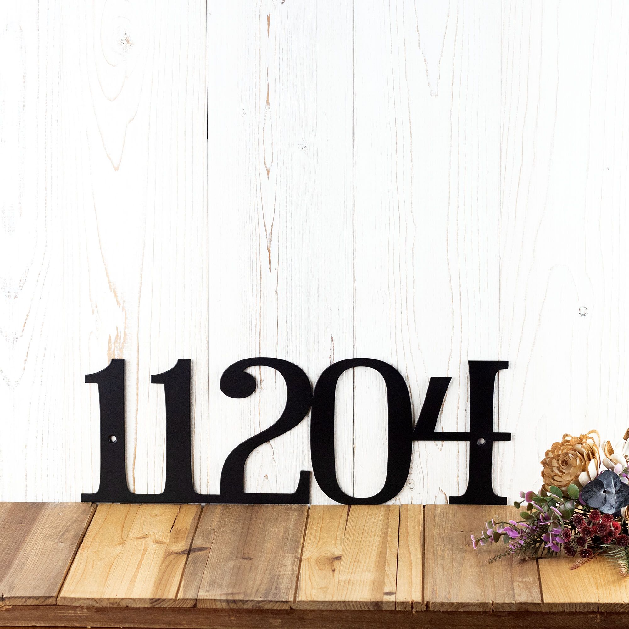 Personalized Serif Metal House Number, Custom Address Steel Plaque, Simple Style Laser Cut Numbers, Minimalist Horizontal Street Sign