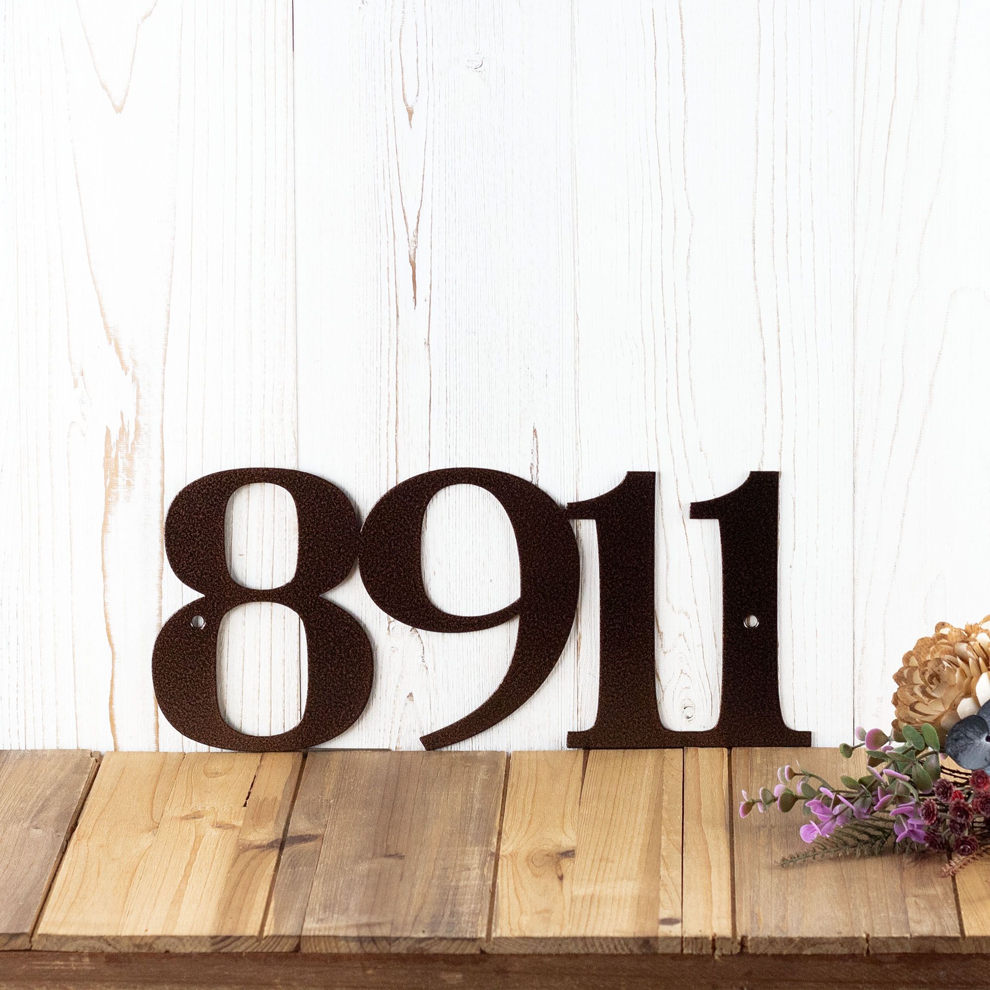 Custom Metal House Number Plaque, Personalized Horizontal Address Steel Sign, Minimalist Laser Cut Numbers for Farmhouse Entryway 1 