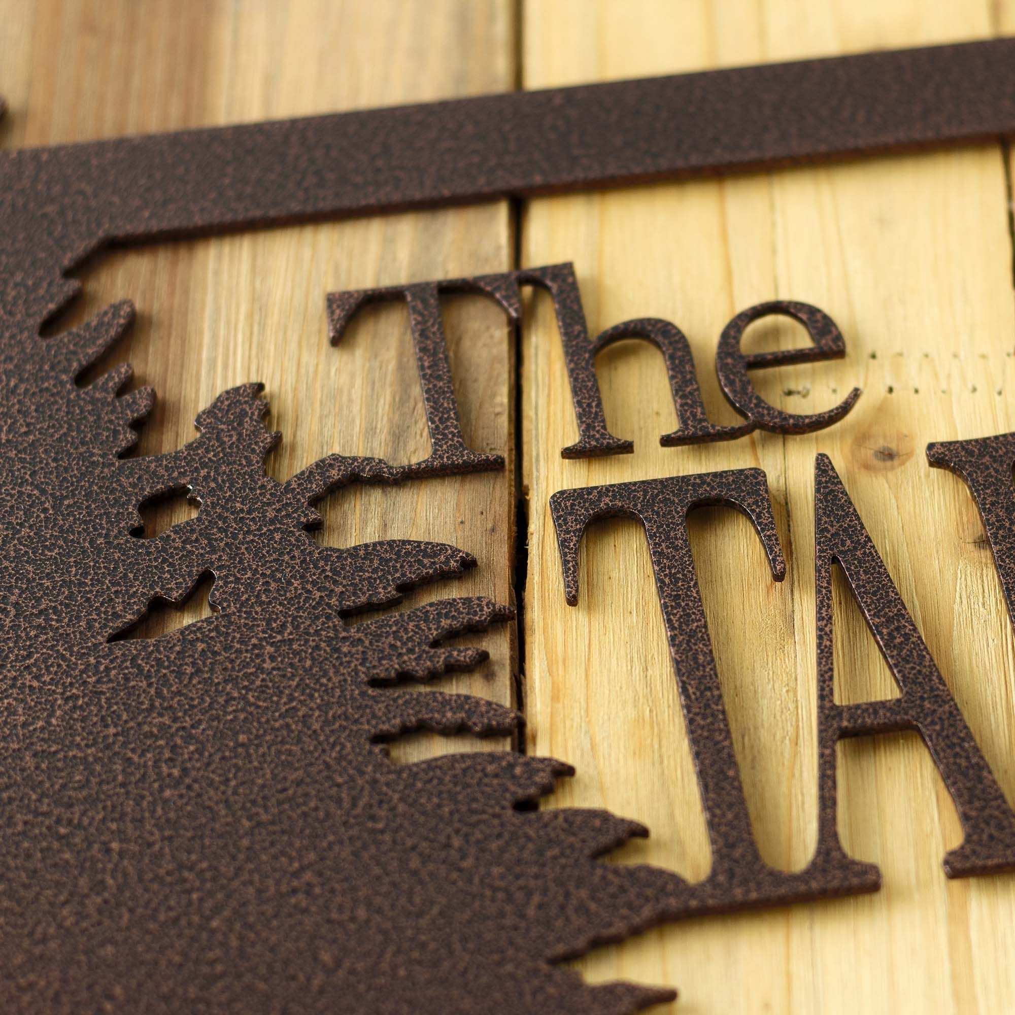 Personalized Metal Family Name and Address Sign with Mountains and Pine Trees 4 