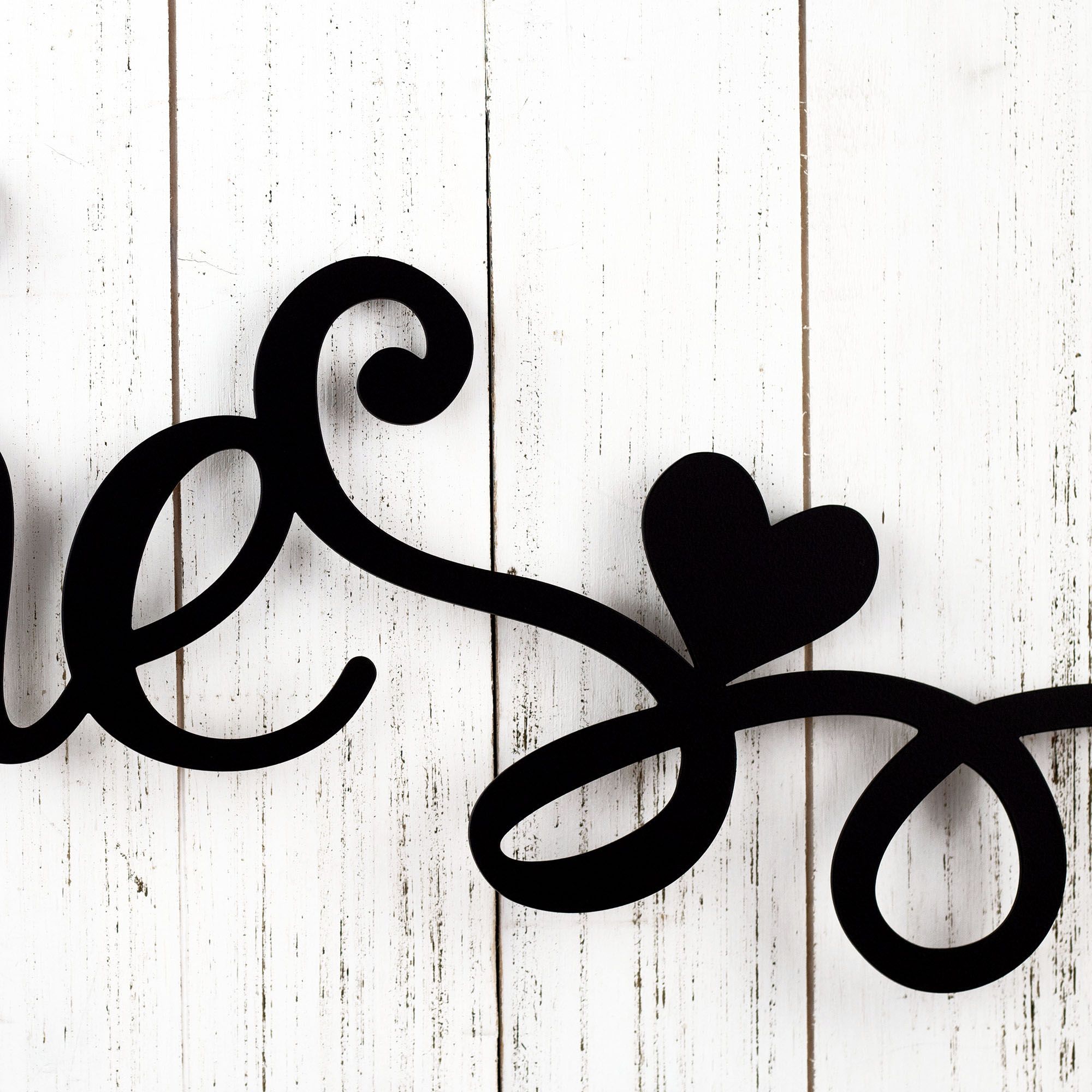 Personalized Cursive Family Last Name and Established Year Metal Sign with Hearts & Scrolls, Custom Script Wall Art, Lake House Est. Plaque 4 