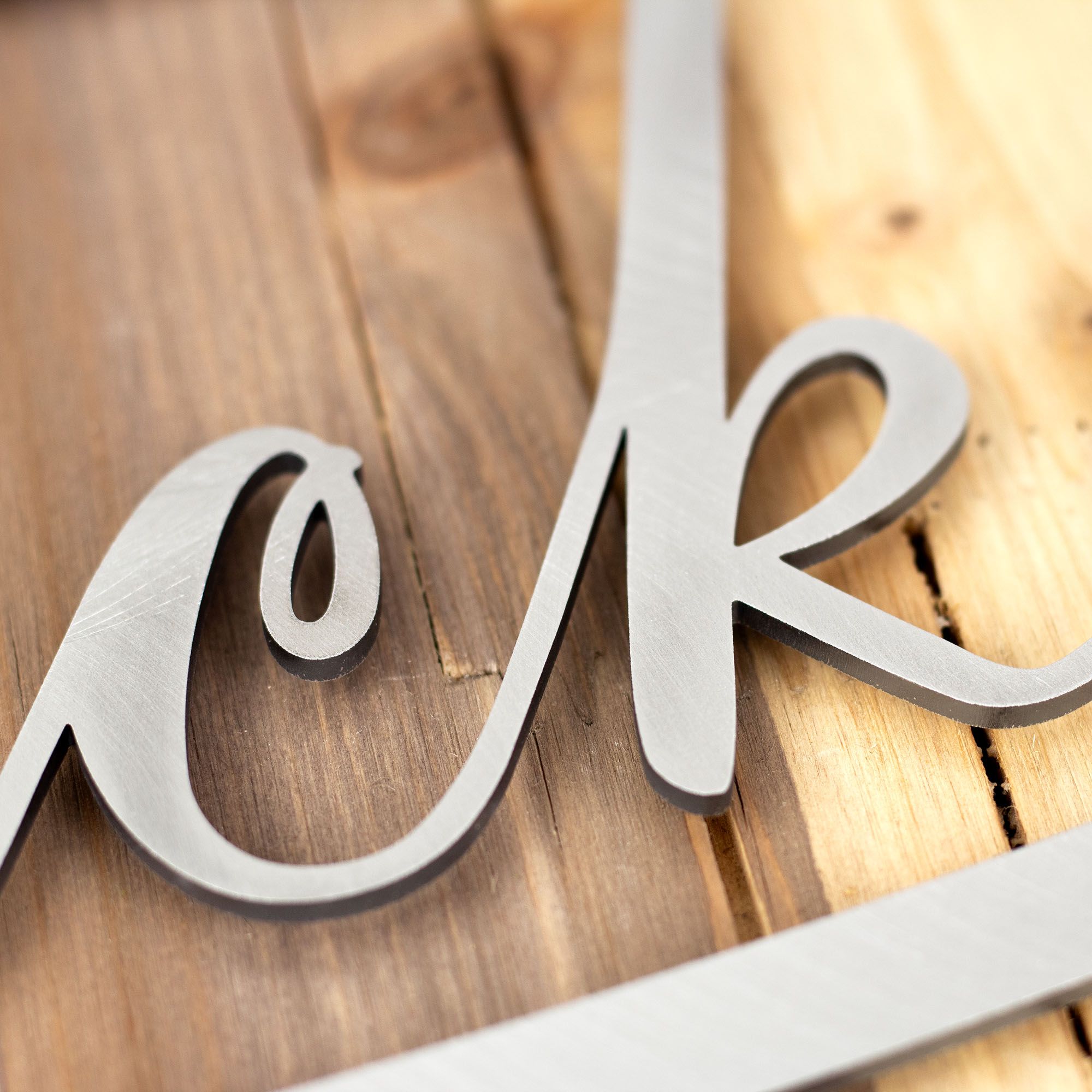 Personalized Hanging Oval Metal Name Plaque with Script Lettering 2 