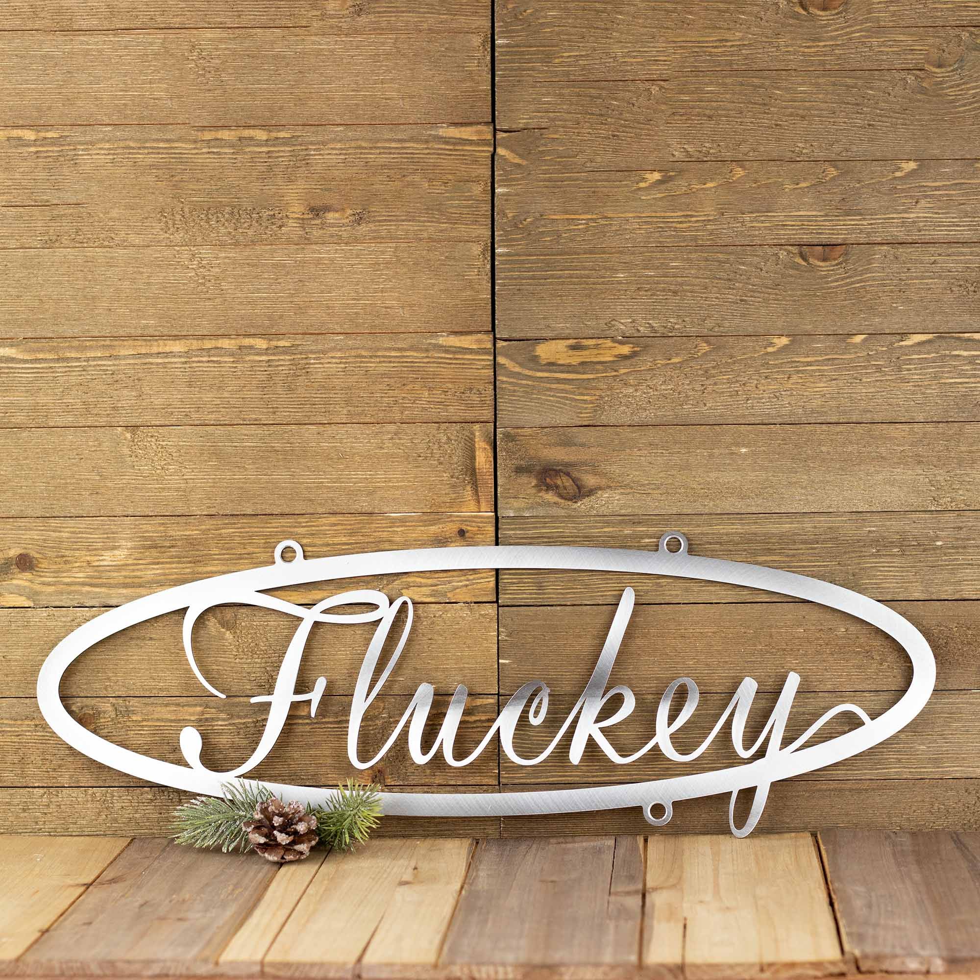 Personalized Oval Metal Script House Name Sign, Custom Cursive Family Farmhouse Steel Plaque, Country Lake Cabin Entryway Decor 5 