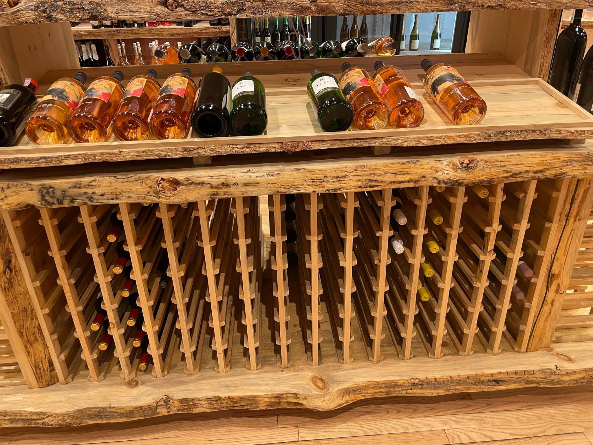 Wine rack display Natural Rough cut Oak custom sizes welcome