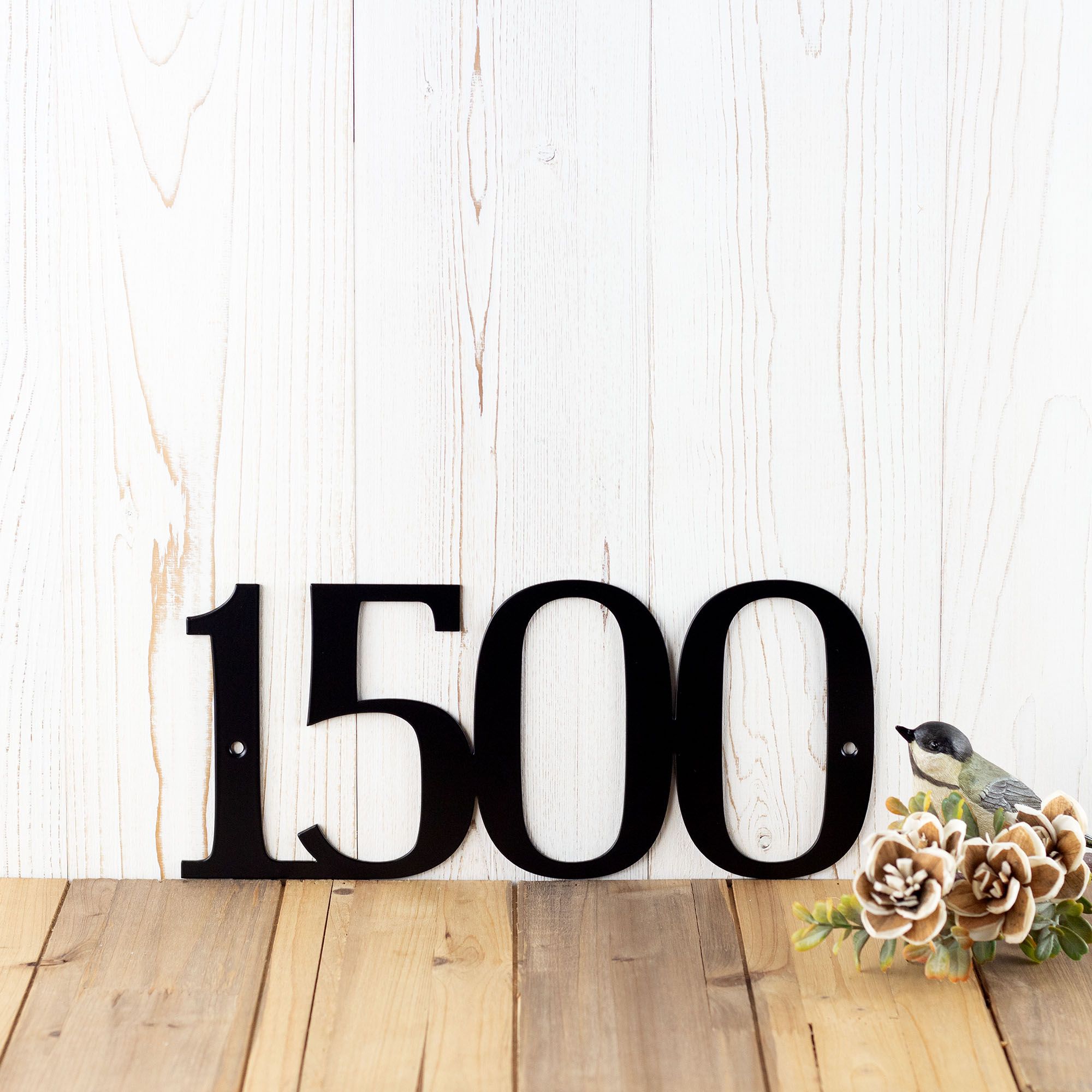 Contemporary Personalized Metal Address Plaque, Outdoor Custom Steel House Number Sign, Serif Laser Cut Numbers for New Homeowner Gift 3 