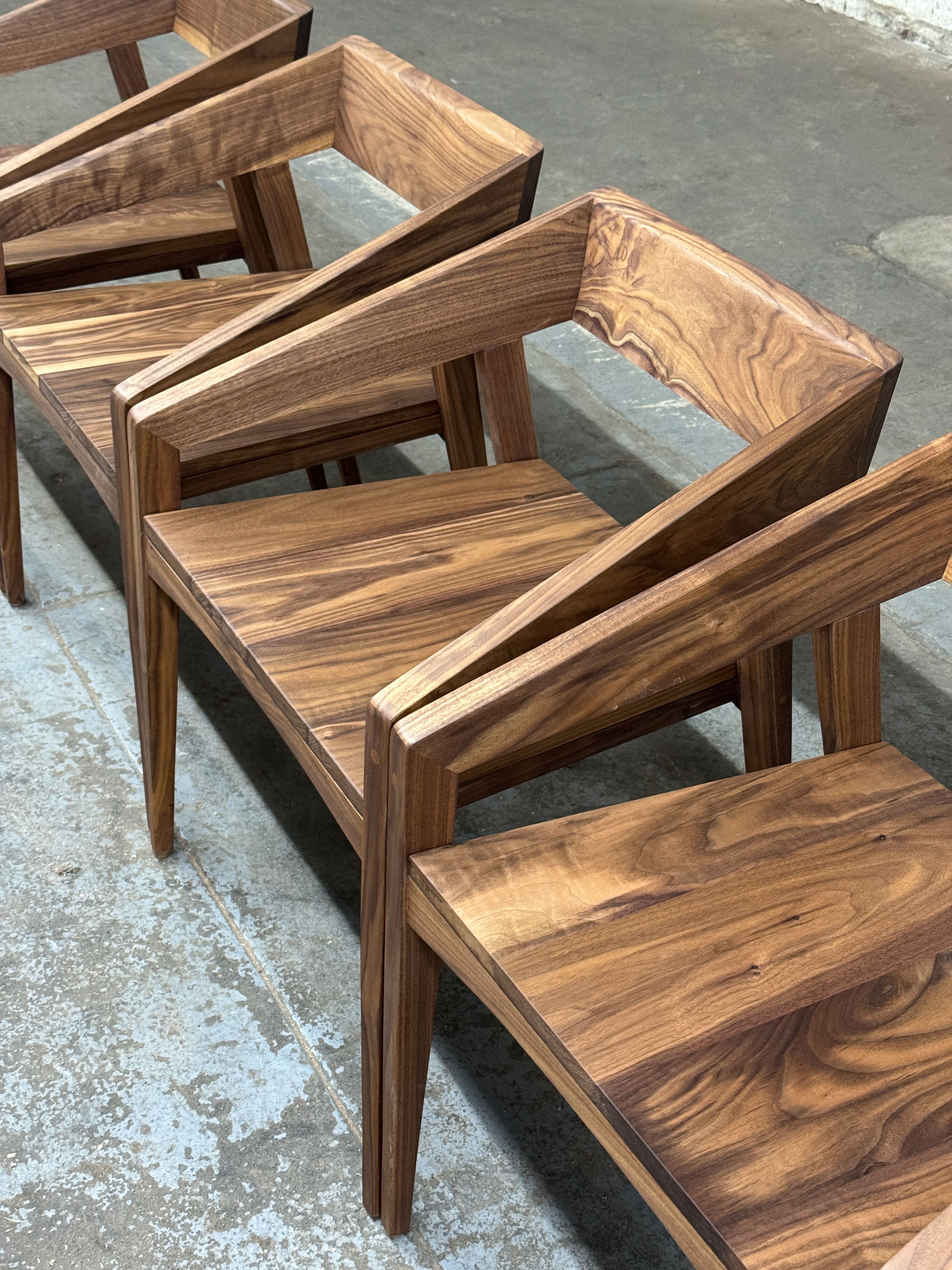 Modern Walnut Or Oak Armchairs 4 