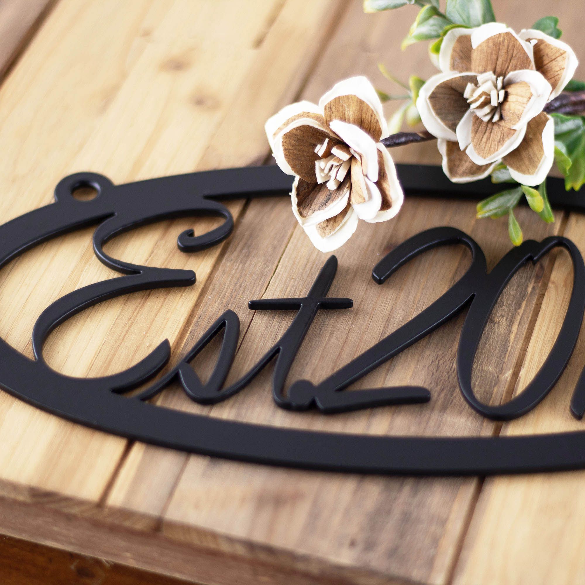Personalized Hanging Oval Metal House Name Sign and Established Year Steel Plaque, Country Villa Wall Art, Custom Lakeside Outdoor Decor 5 