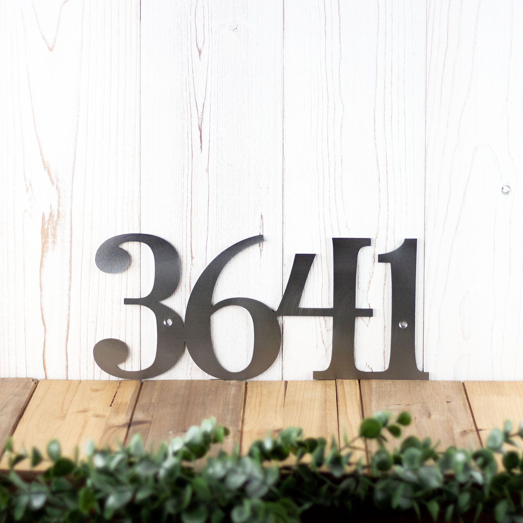 Personalized Serif Metal House Number, Custom Address Steel Plaque, Simple Style Laser Cut Numbers, Minimalist Horizontal Street Sign 6 