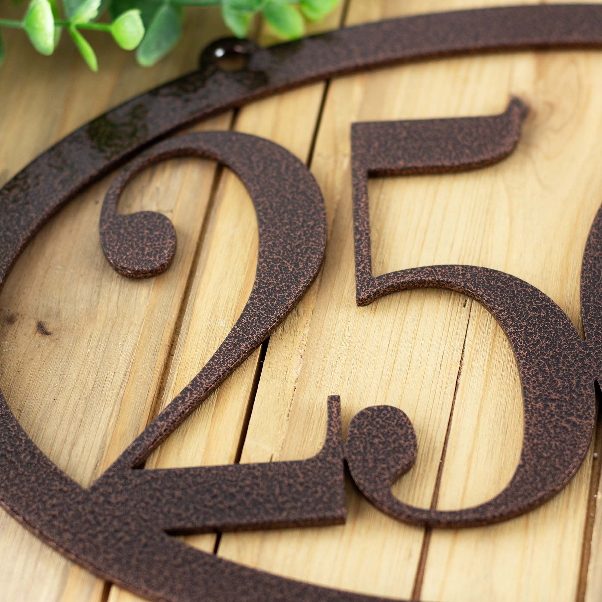 Personalized Contemporary Metal House Number Sign, Custom Horizontal Oval Address Steel Plaque, Minimalist 5 inch Numbers Hanging Signage 4 
