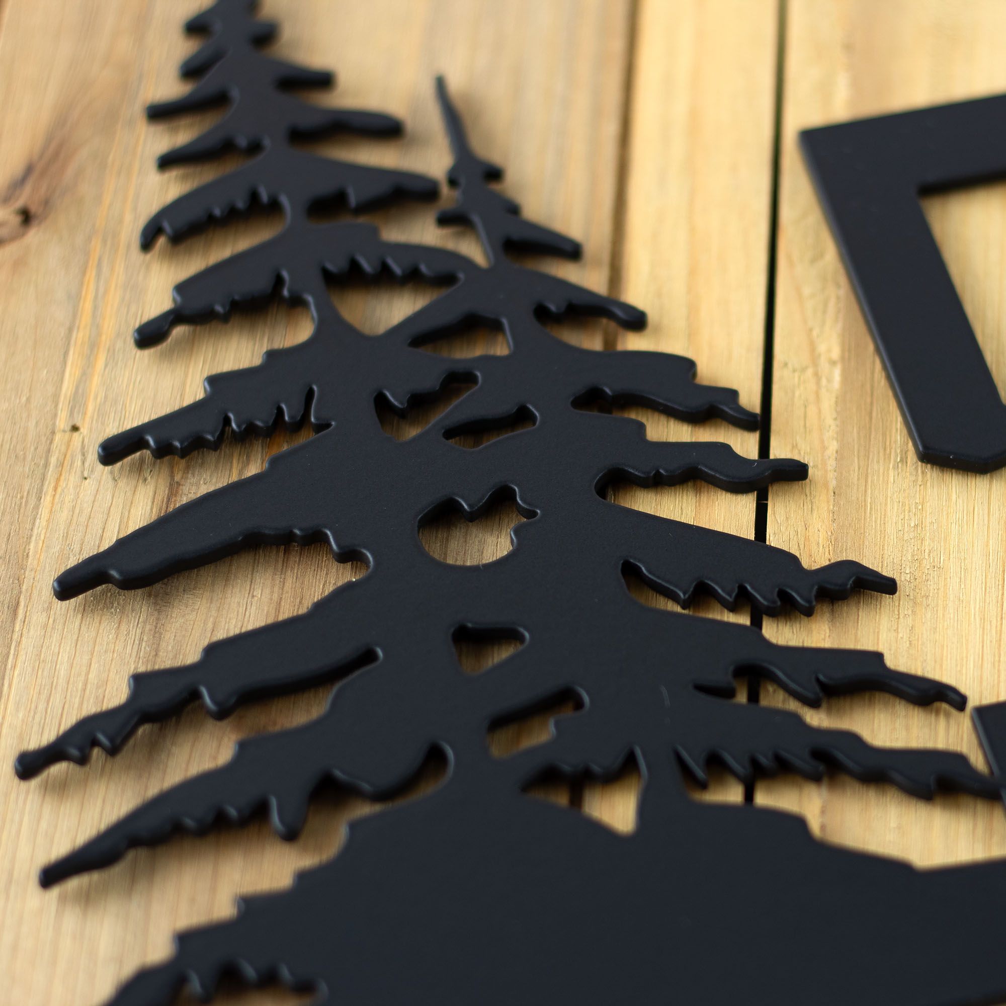 Personalized Metal House Number Sign with Northern Pine Trees Scene, Horizontal 5 inch Numbers, Custom Farmhouse Rustic Address Plaque 4 